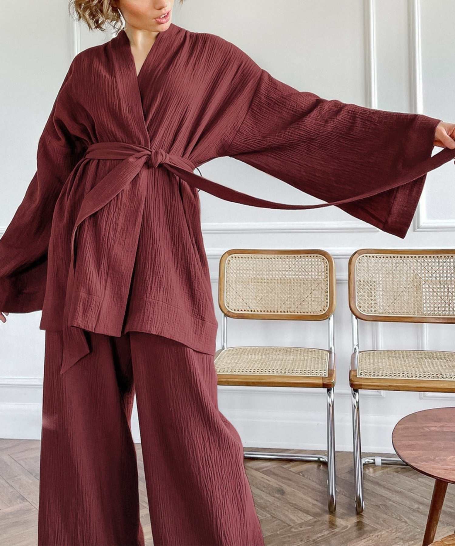 アイモハ aimoha 雙層紗布浴袍2件套