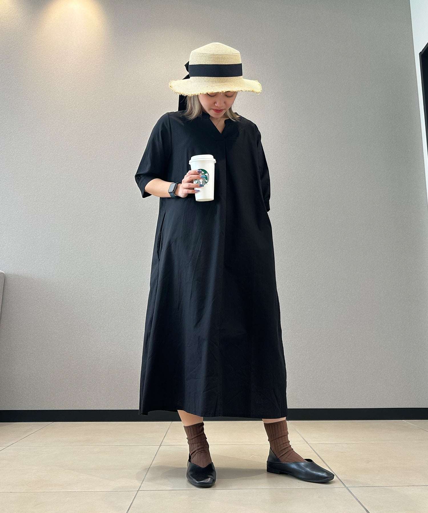 アイモハ aimoha 寬鬆亞麻風連衣裙