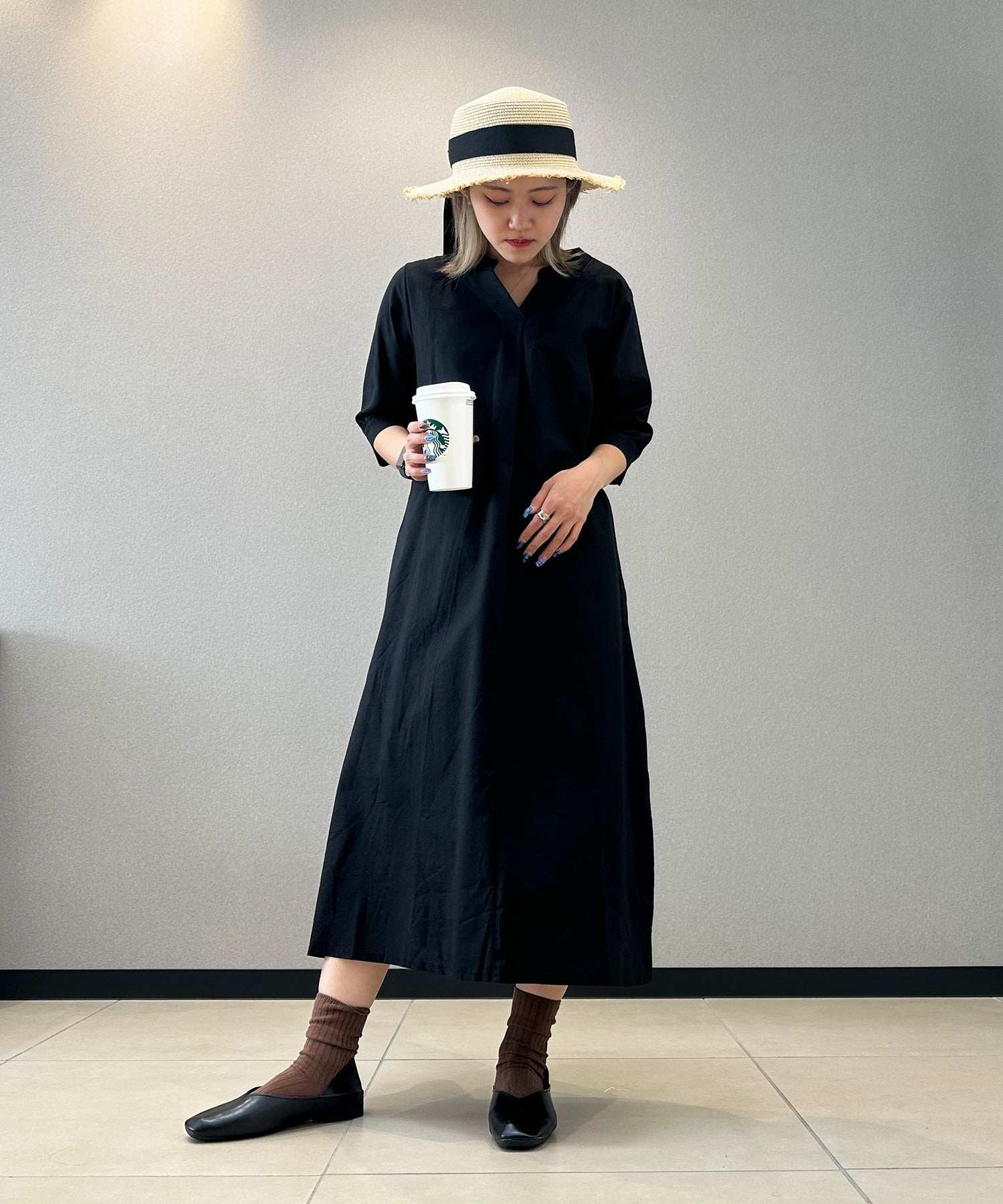 アイモハ aimoha 寬鬆亞麻風連衣裙