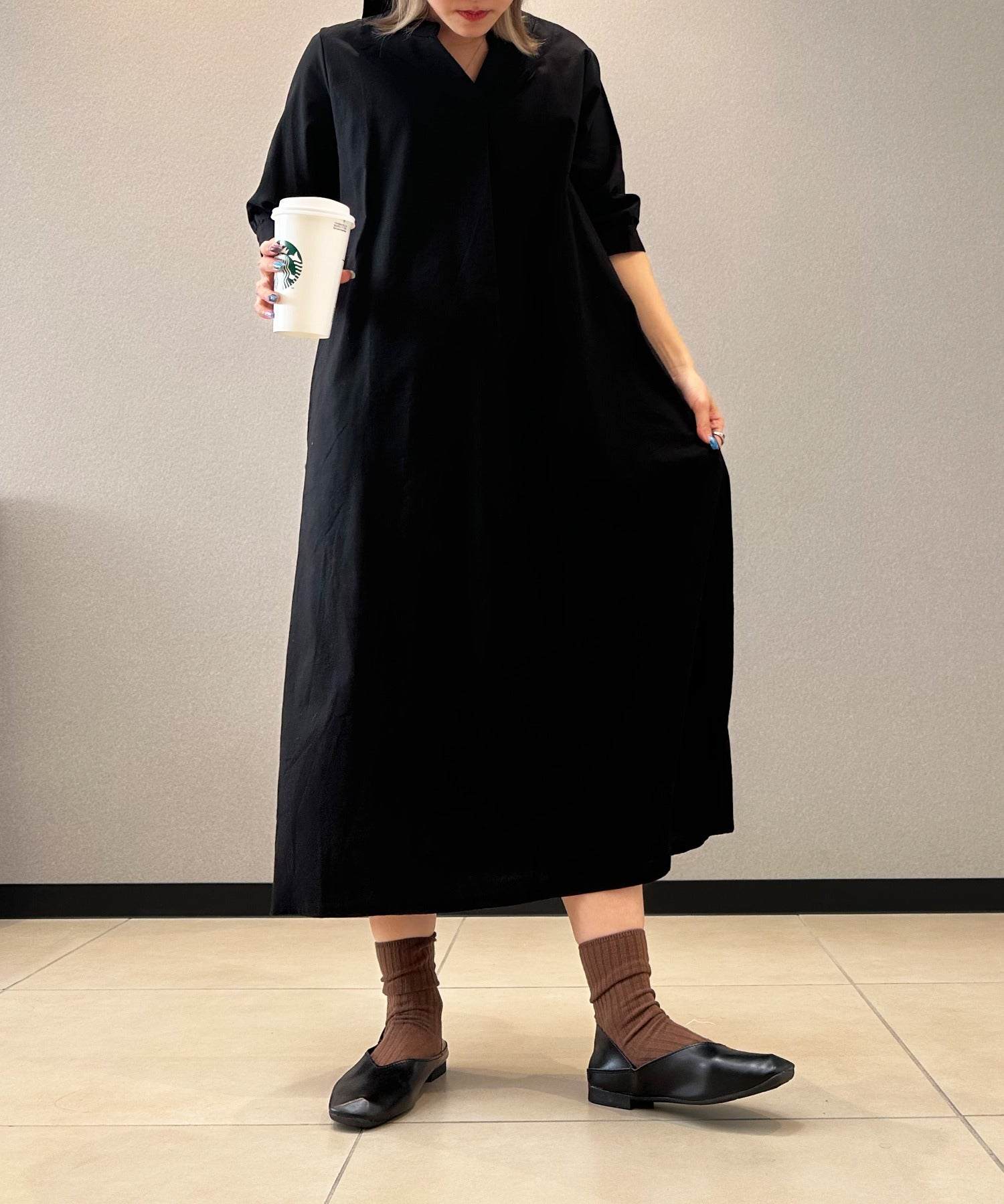 アイモハ aimoha 寬鬆亞麻風連衣裙