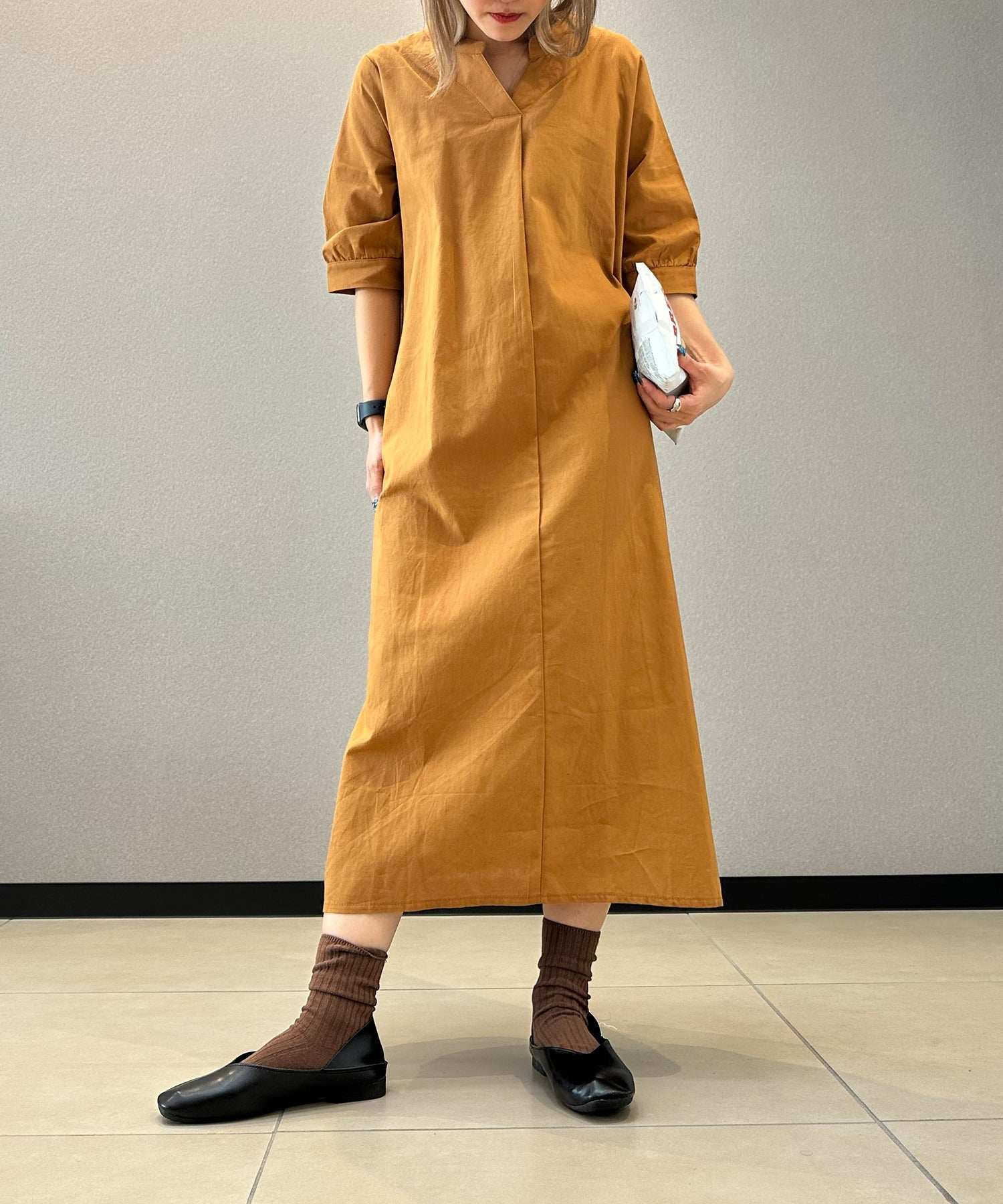 アイモハ aimoha 寬鬆亞麻風連衣裙