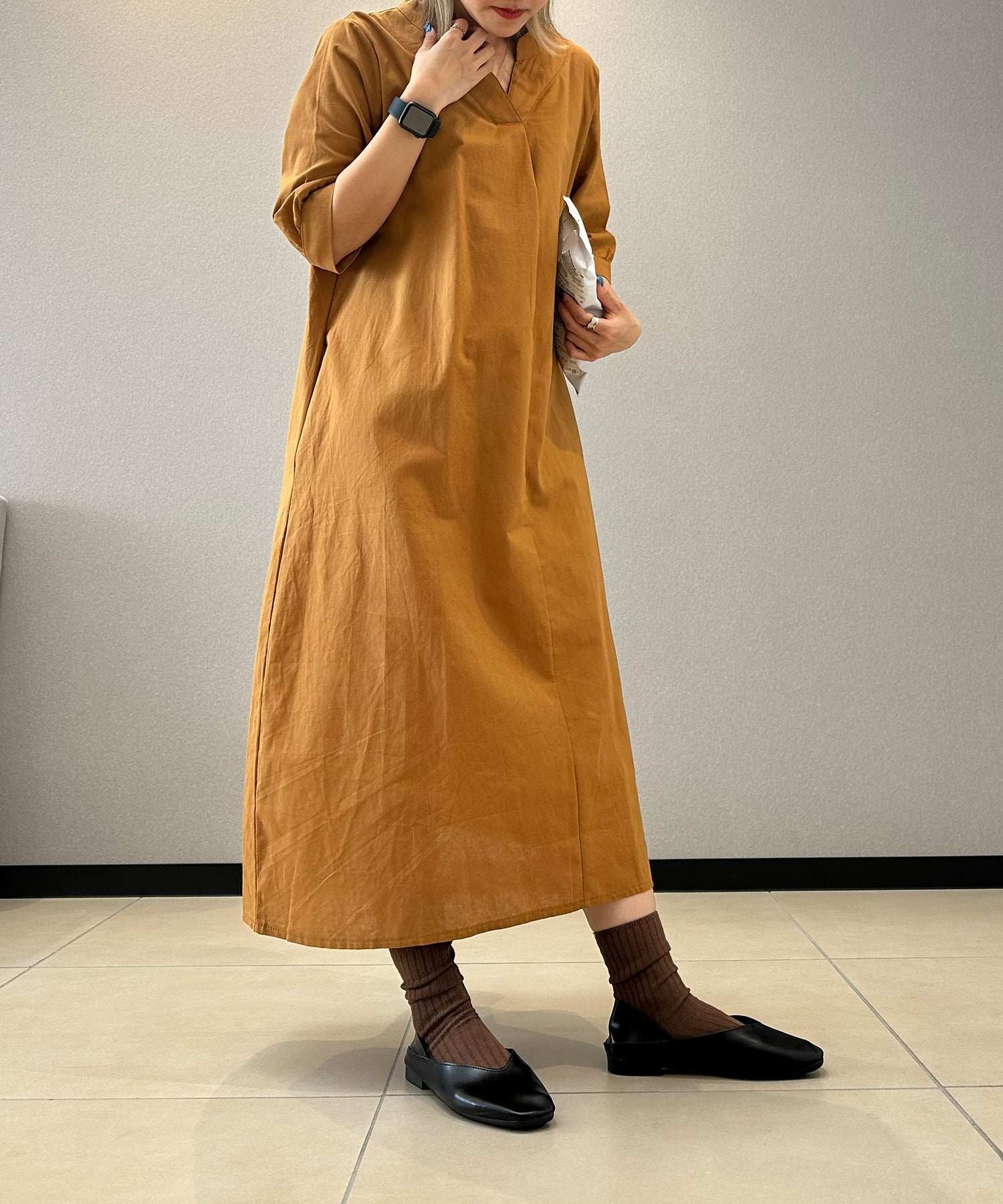 アイモハ aimoha 寬鬆亞麻風連衣裙