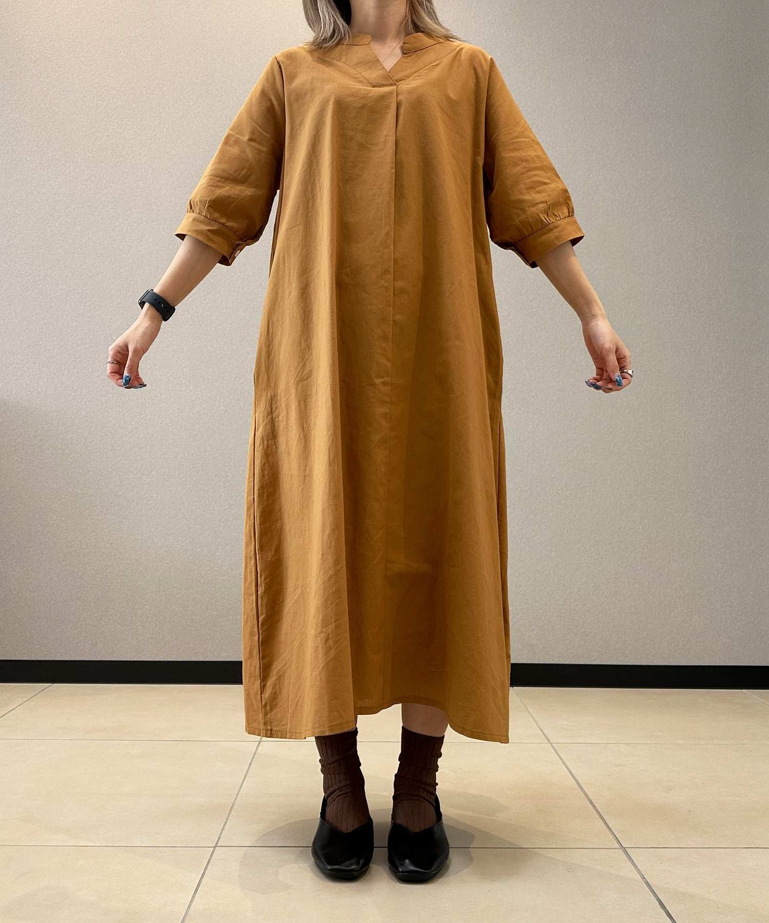 アイモハ aimoha 寬鬆亞麻風連衣裙