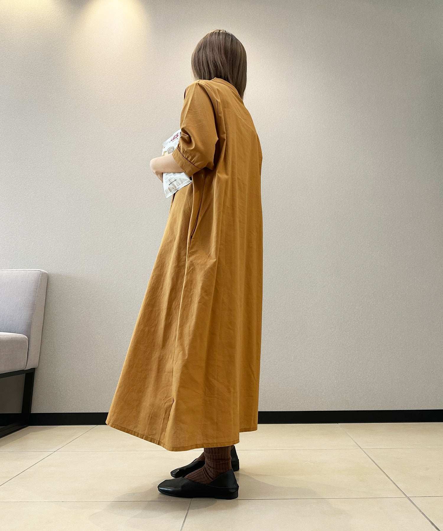 アイモハ aimoha 寬鬆亞麻風連衣裙