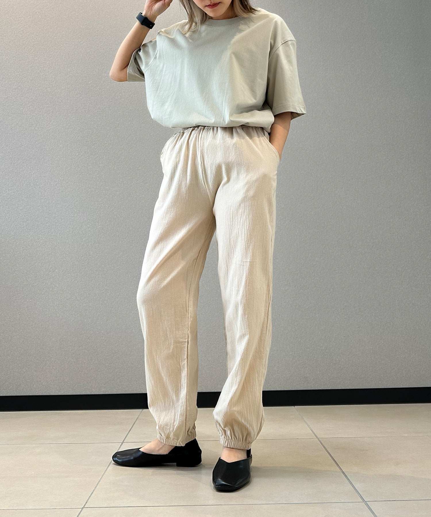 アイモハ aimoha リネン風エーゴパンツ