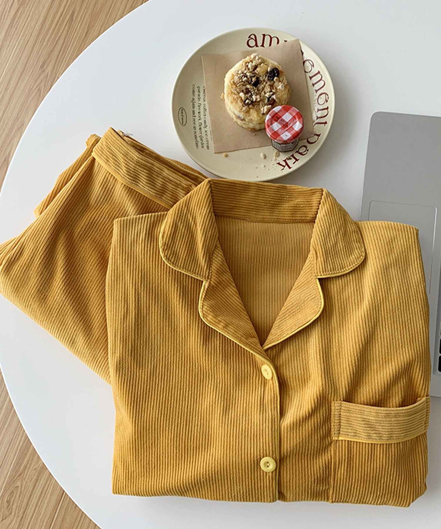 アイモハ aimoha 秋冬2点セット コ一デュロイ長袖シャツ&ロングパンツ ルームウェア