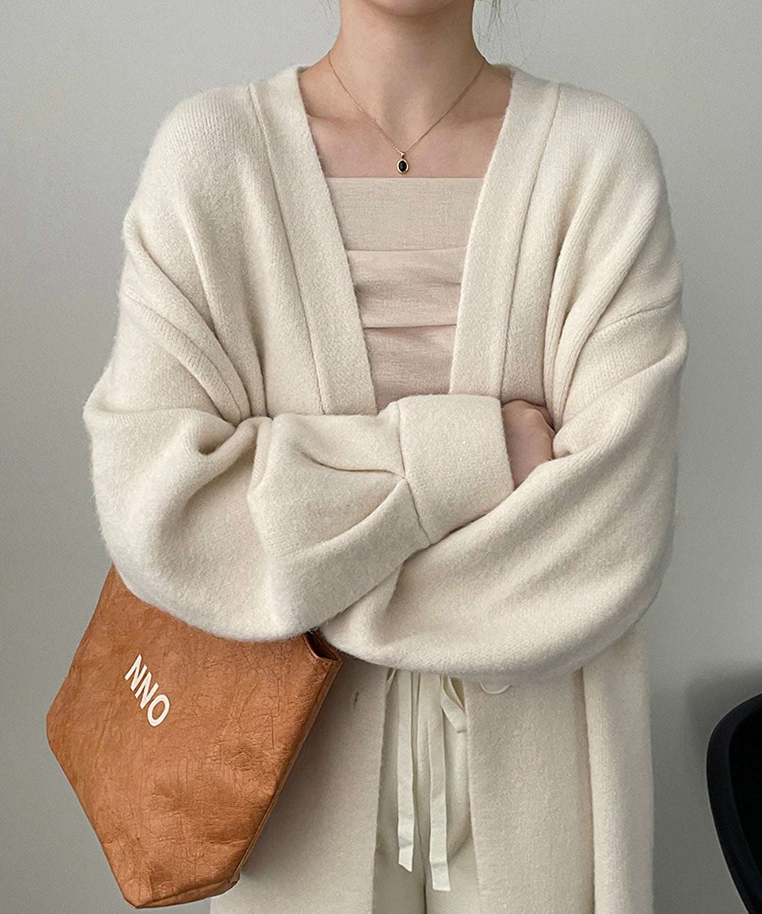 Aimoha 【BANICO】 Autumn/Winter Fleece Long Knit Cardigan