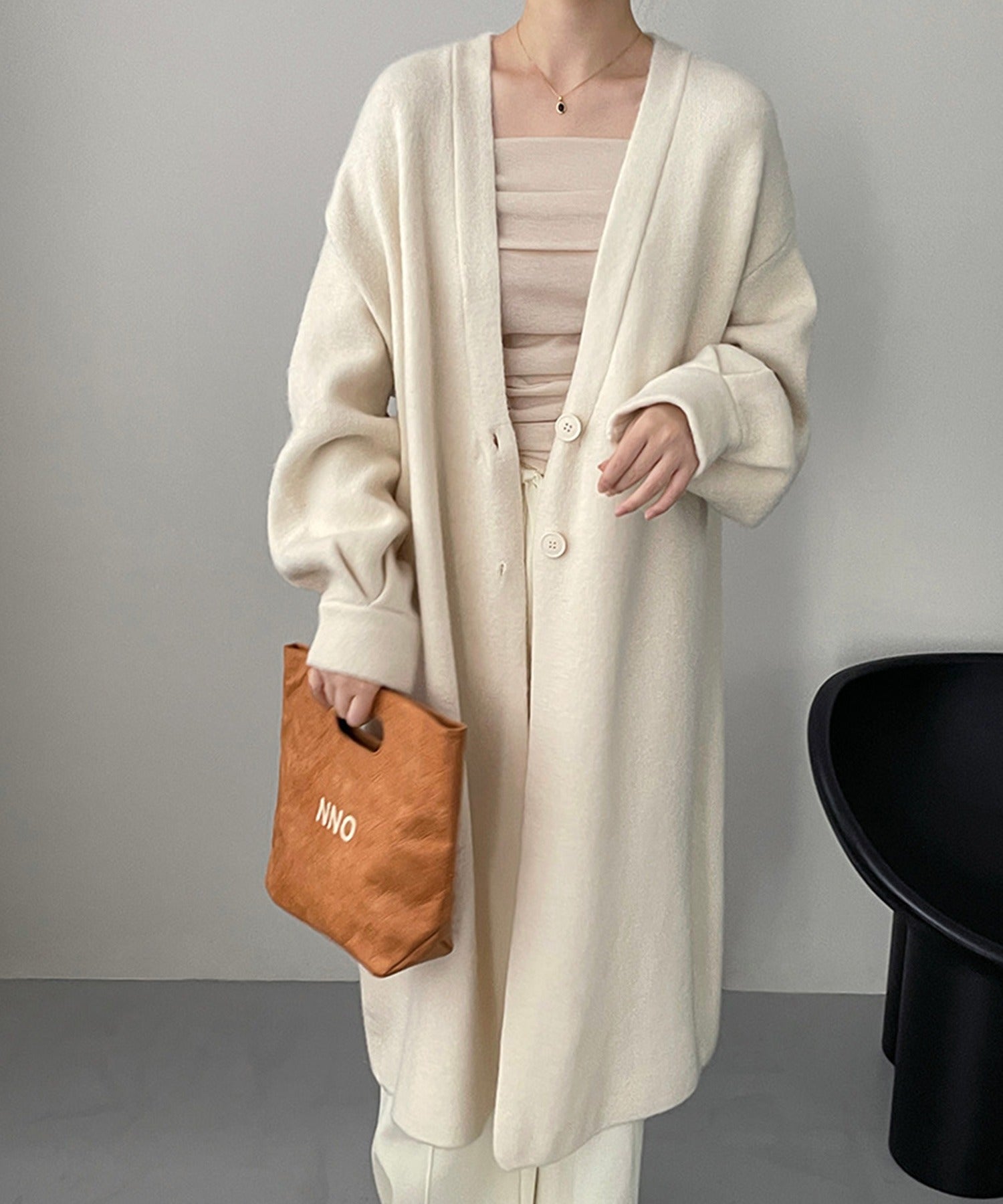 Aimoha 【BANICO】 Autumn/Winter Fleece Long Knit Cardigan