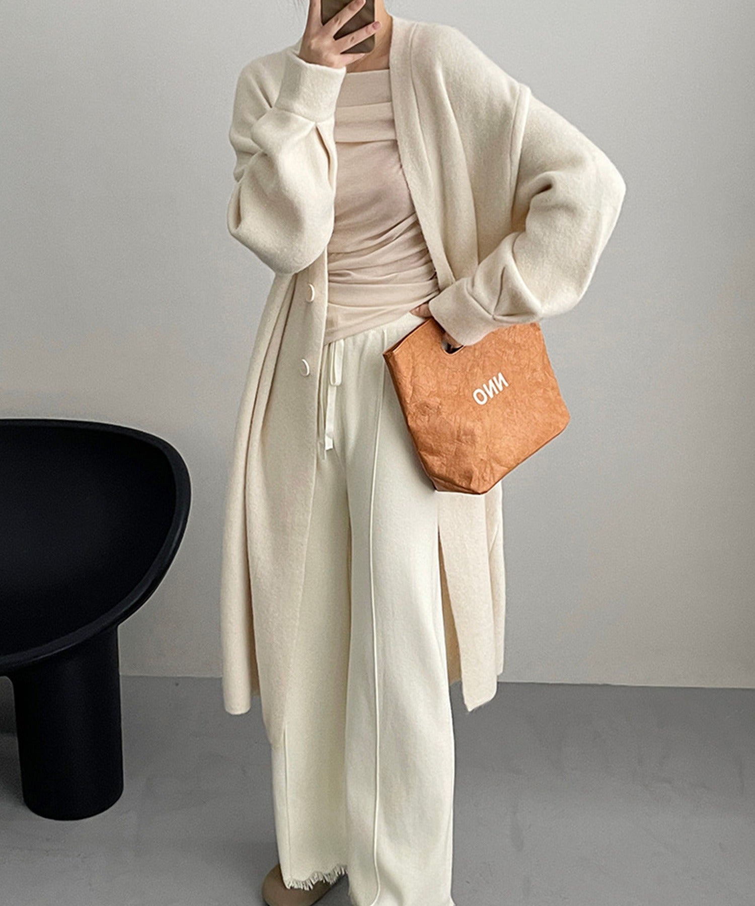 Aimoha 【BANICO】 Autumn/Winter Fleece Long Knit Cardigan
