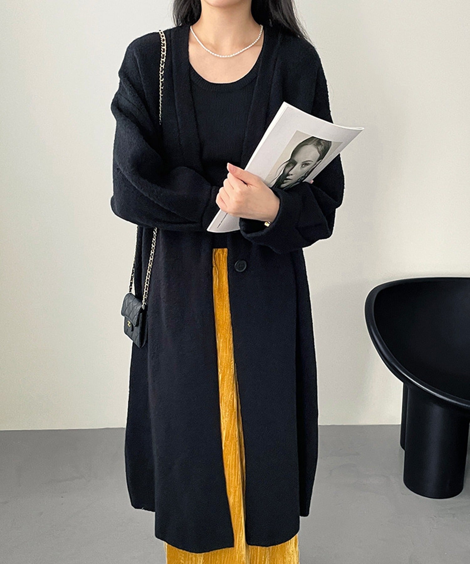 Aimoha 【BANICO】 Autumn/Winter Fleece Long Knit Cardigan