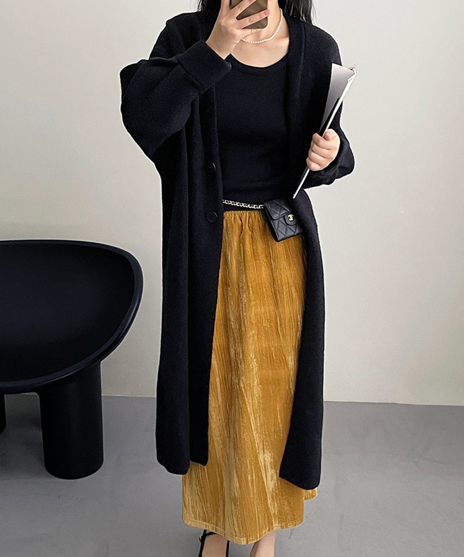 Aimoha 【BANICO】 Autumn/Winter Fleece Long Knit Cardigan