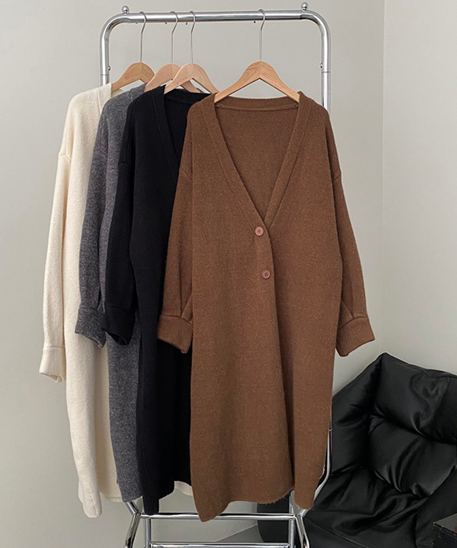 Aimoha 【BANICO】 Autumn/Winter Fleece Long Knit Cardigan