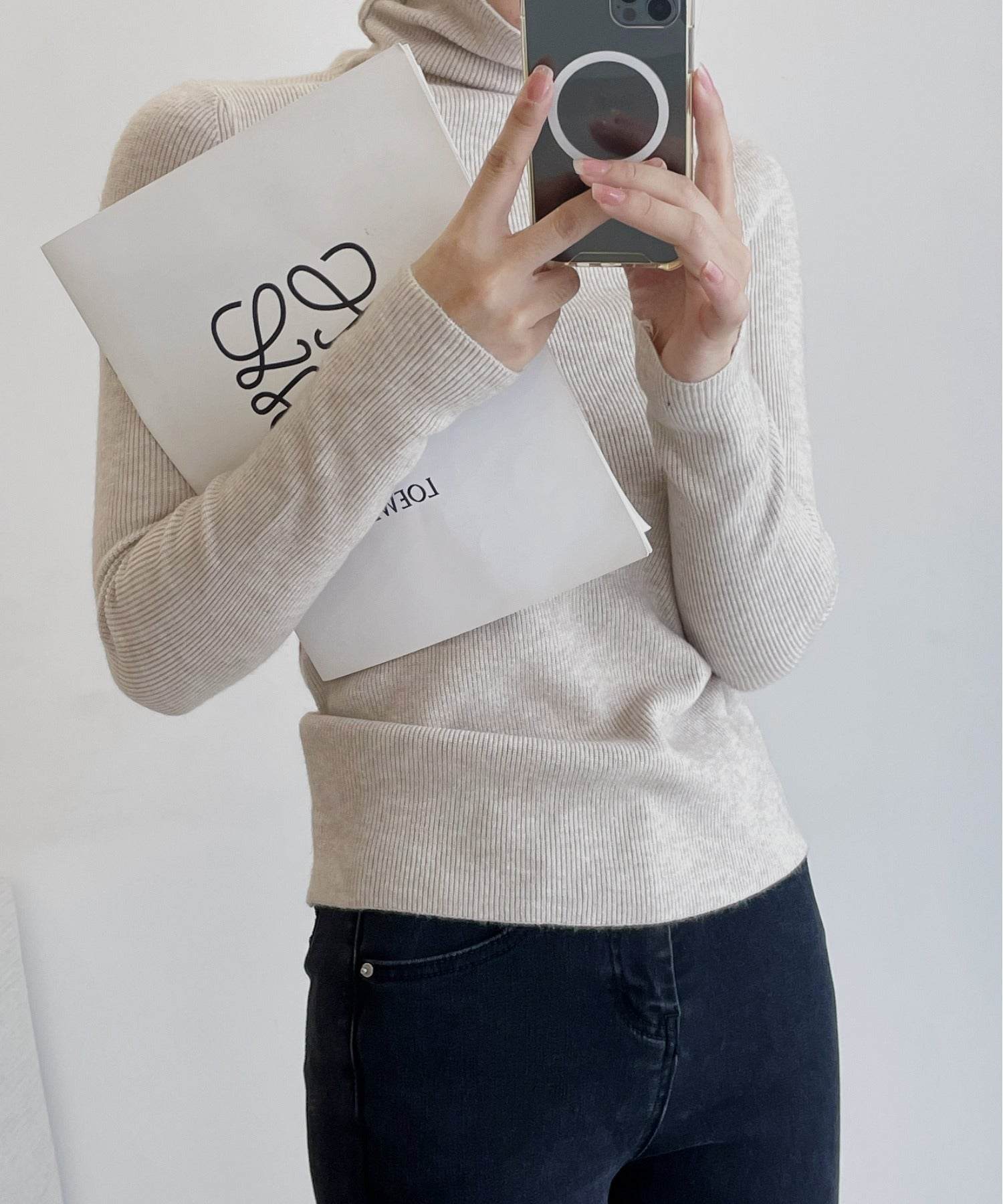 アイモハ aimoha シンプルタートルネックニット