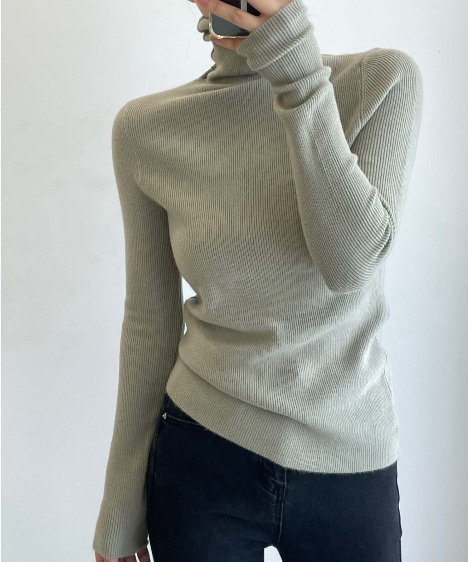 アイモハ aimoha シンプルタートルネックニット