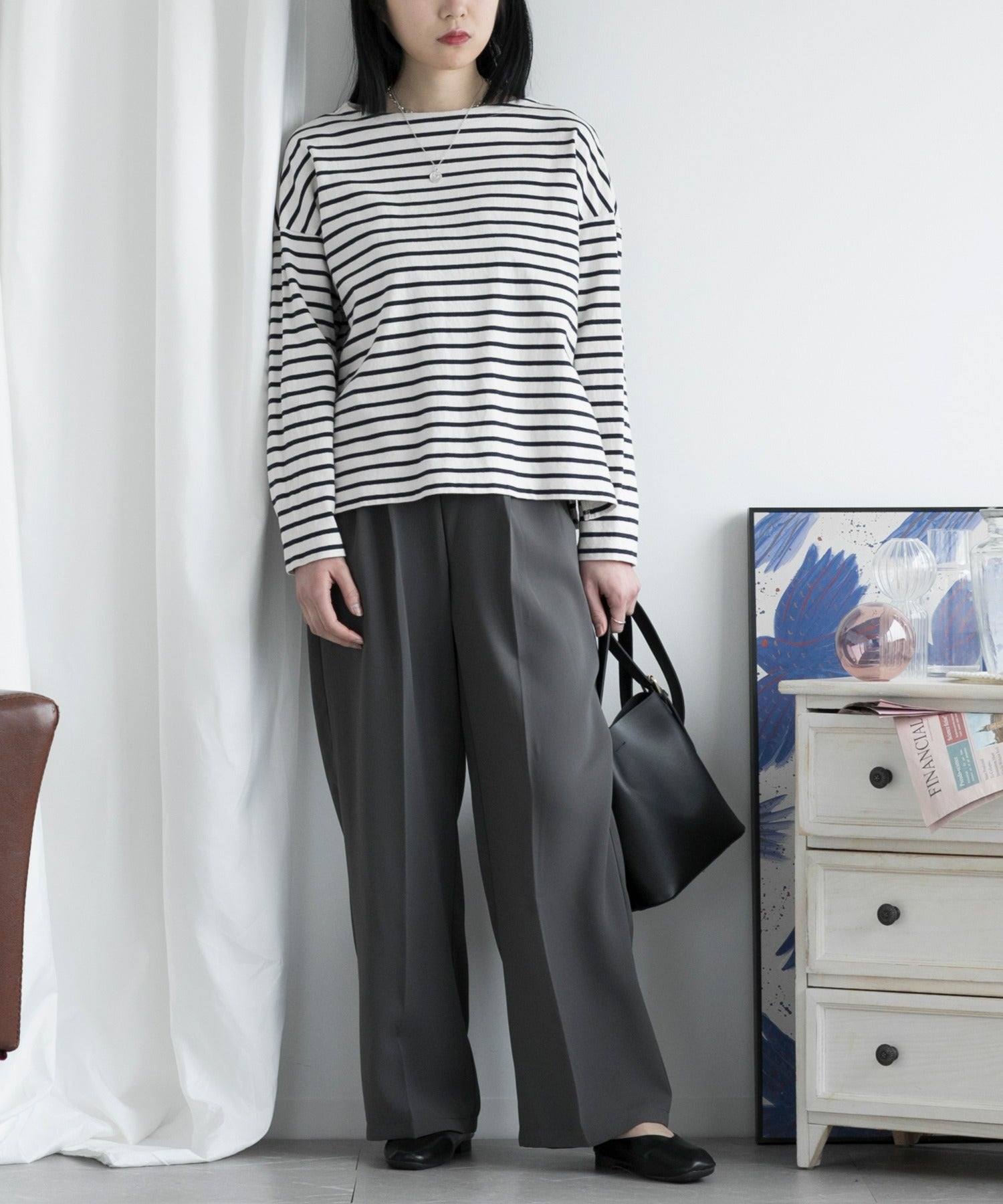 アイモハ aimoha ハイウエストタックワイドパンツ