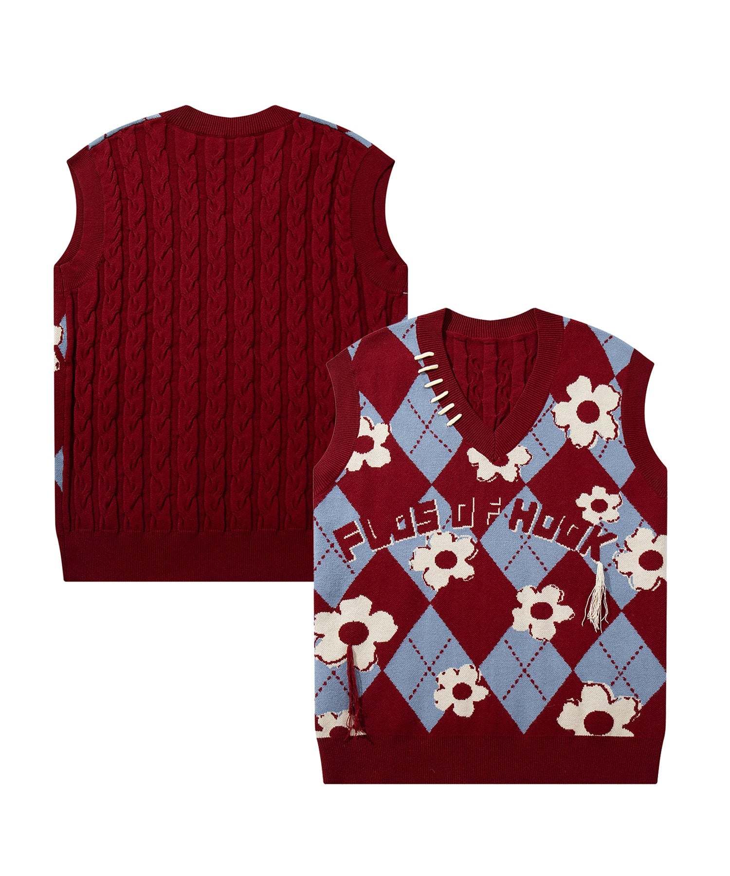 アイモハ aimoha HOOK -original- 花與阿爾蓋爾圖案瘋狂針織背心