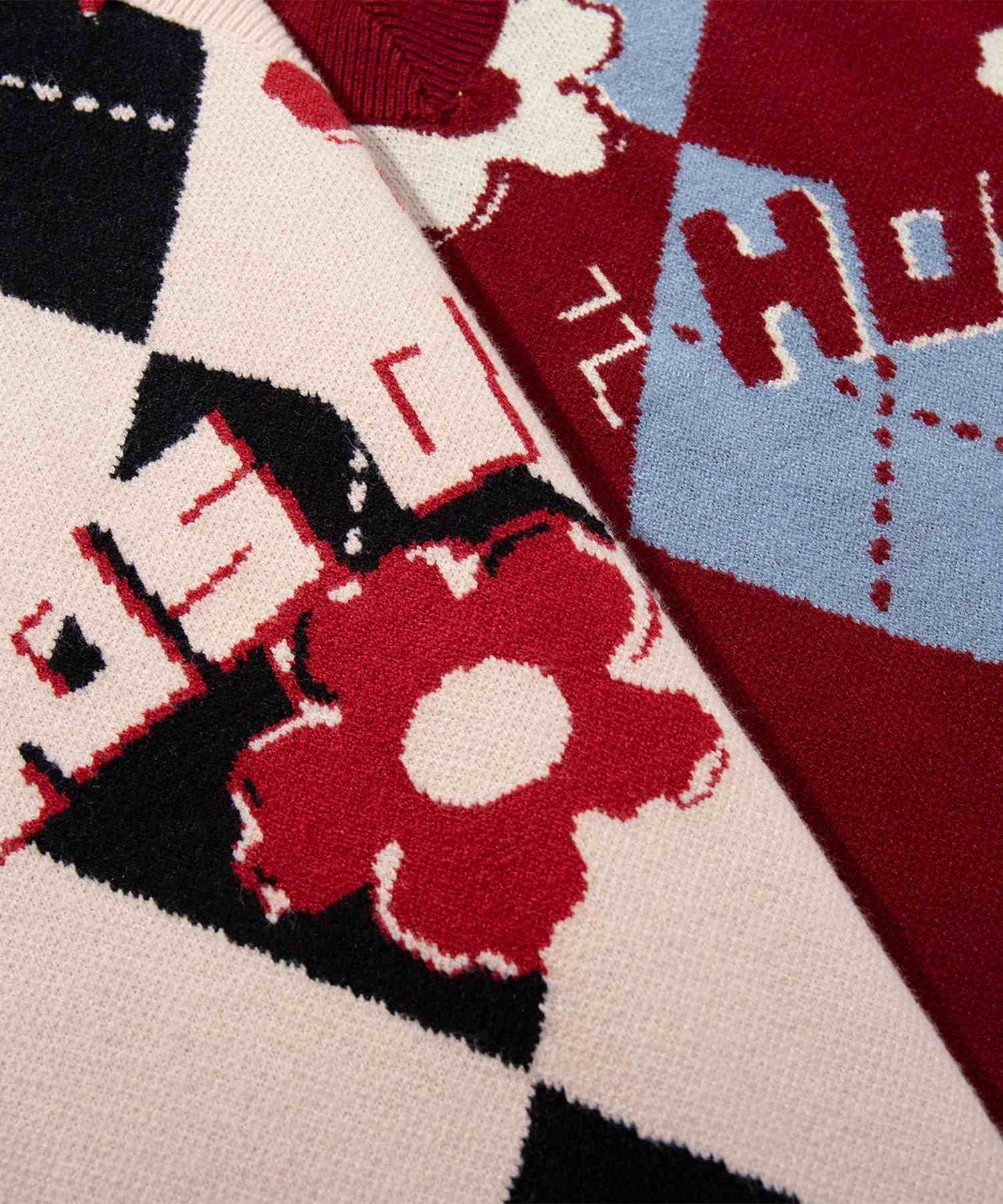 アイモハ aimoha HOOK -original- 花與阿爾蓋爾圖案瘋狂針織背心