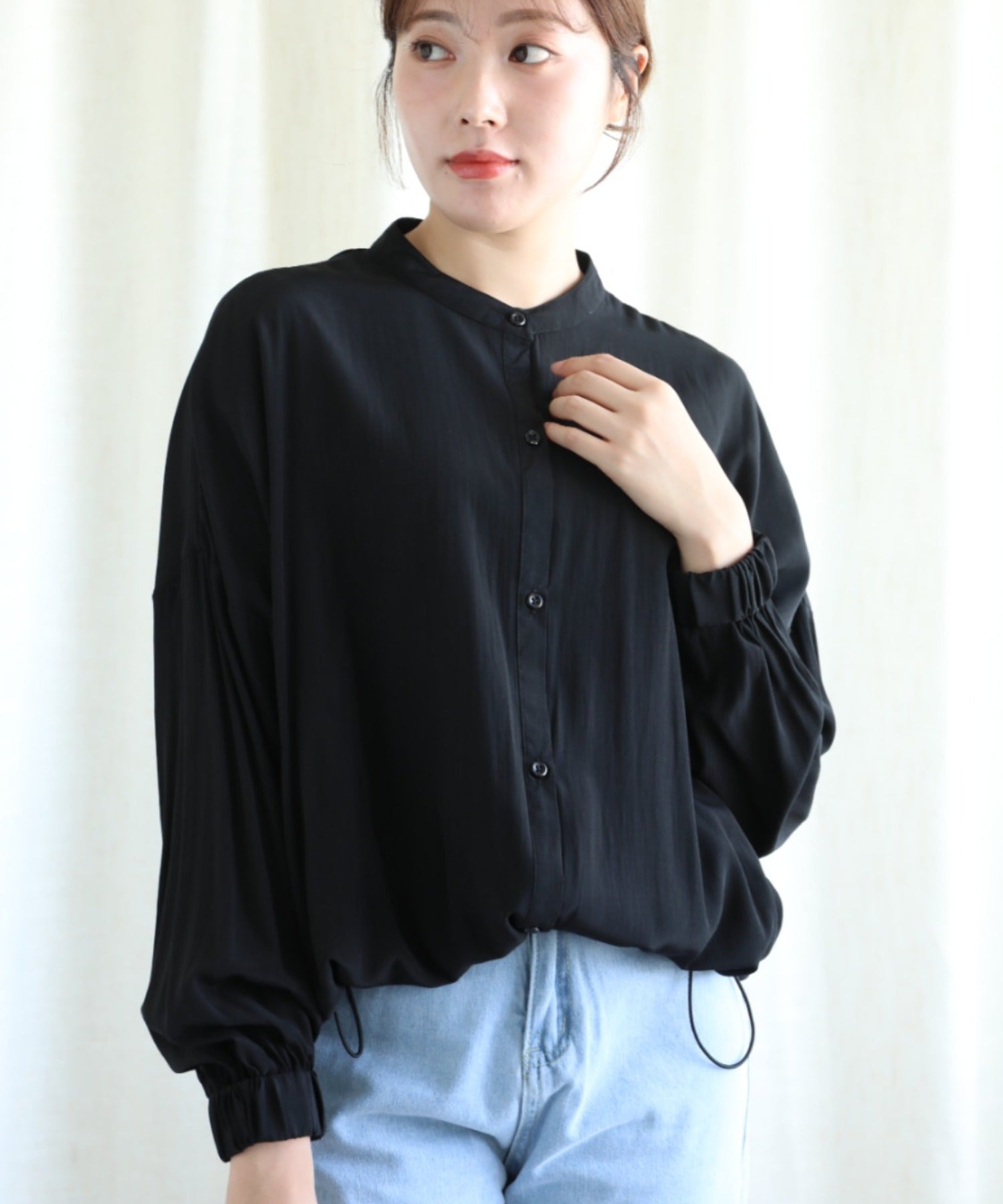 Aimoha aimoha -select-/ Vintage Satin Drawstring Hem Shirt