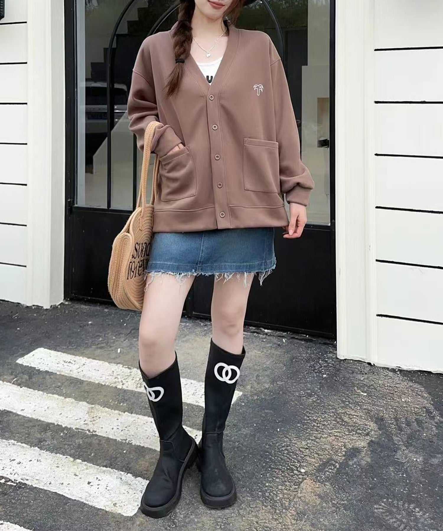 アイモハ aimoha aimoha -select-/Vネックスナップボタンブルゾン