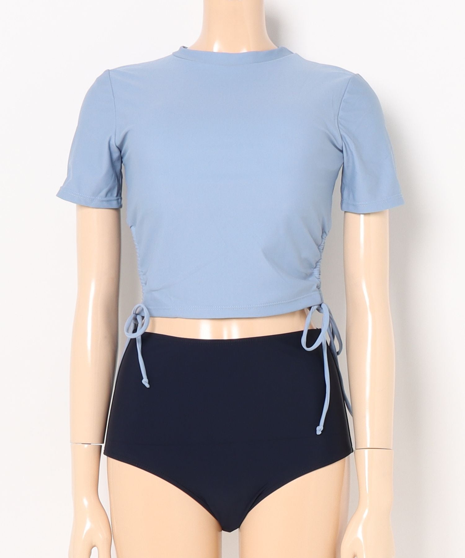 アイモハ aimoha BORA AURA 2点セットサイドシャーリング体型カバー水着タンキニ 【返品不可商品】 (ブルー) ブルー