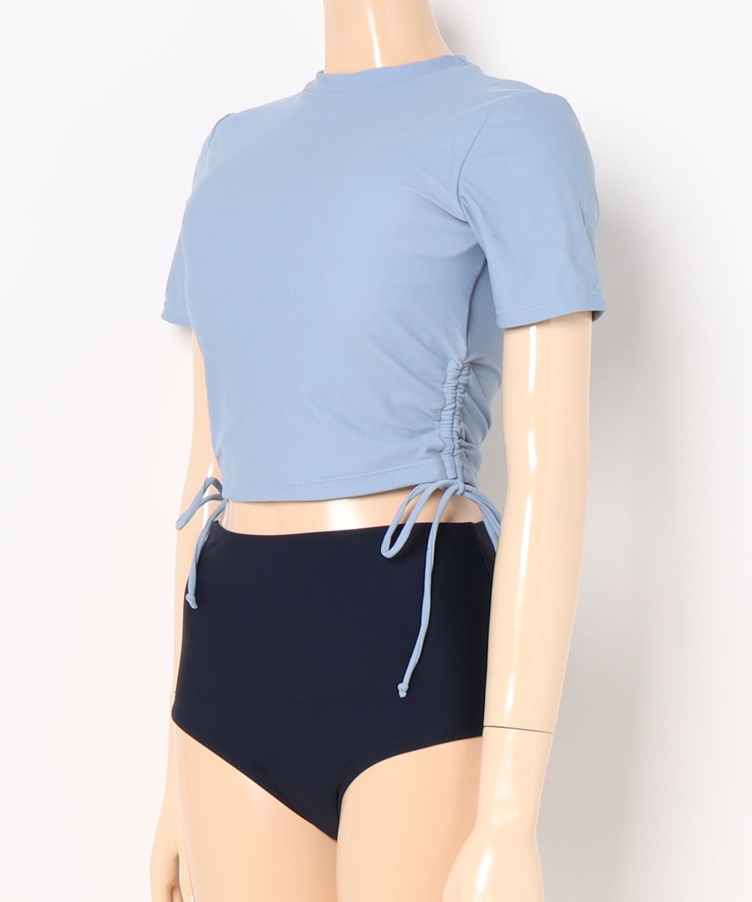 アイモハ aimoha BORA AURA 2点セットサイドシャーリング体型カバー水着タンキニ 【返品不可商品】 (ブルー) ブルー