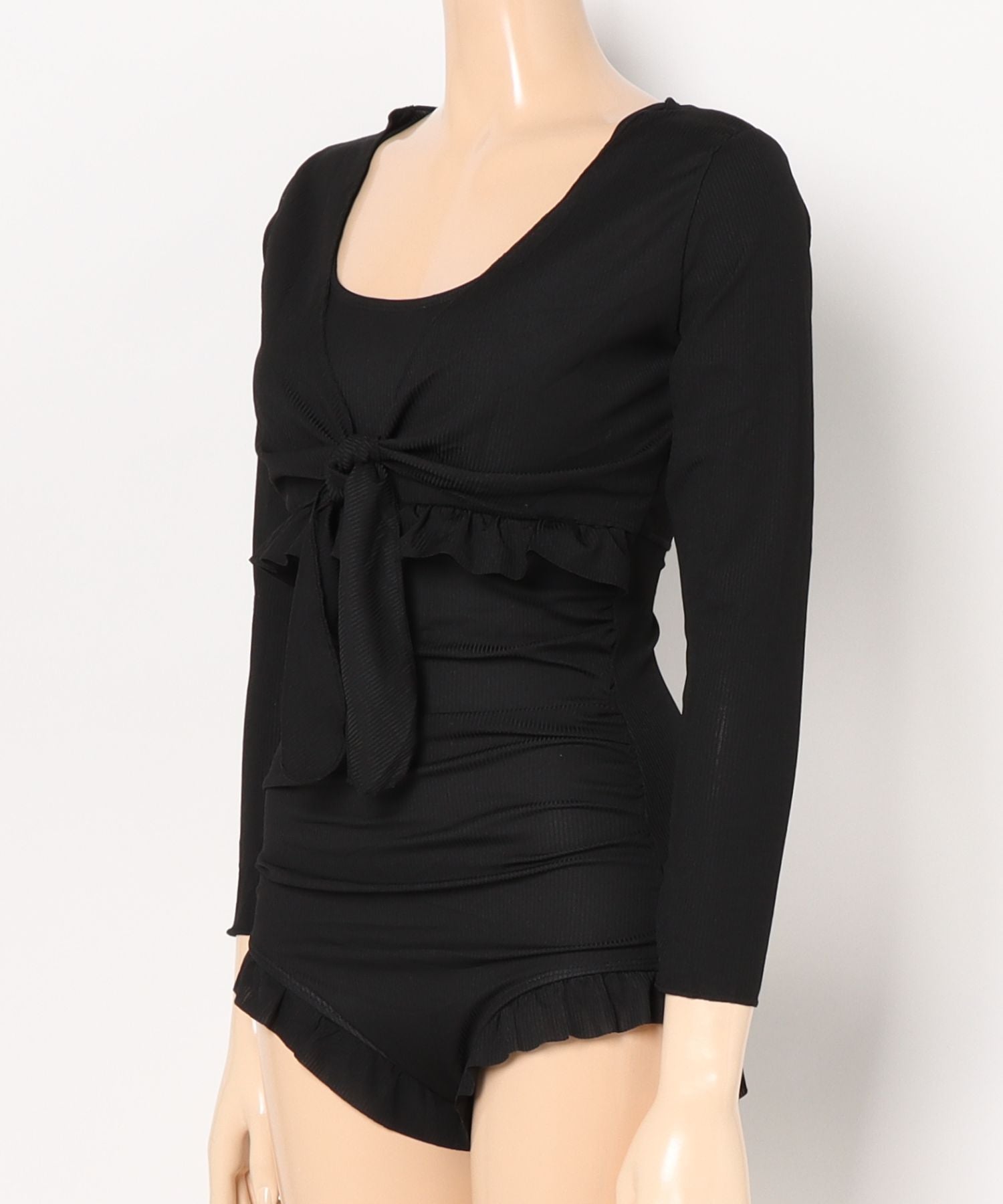 アイモハ aimoha BORA AURA 2点セットフリル体型カバーワンピース水着 【返品不可商品】 (ブラック) ブラック