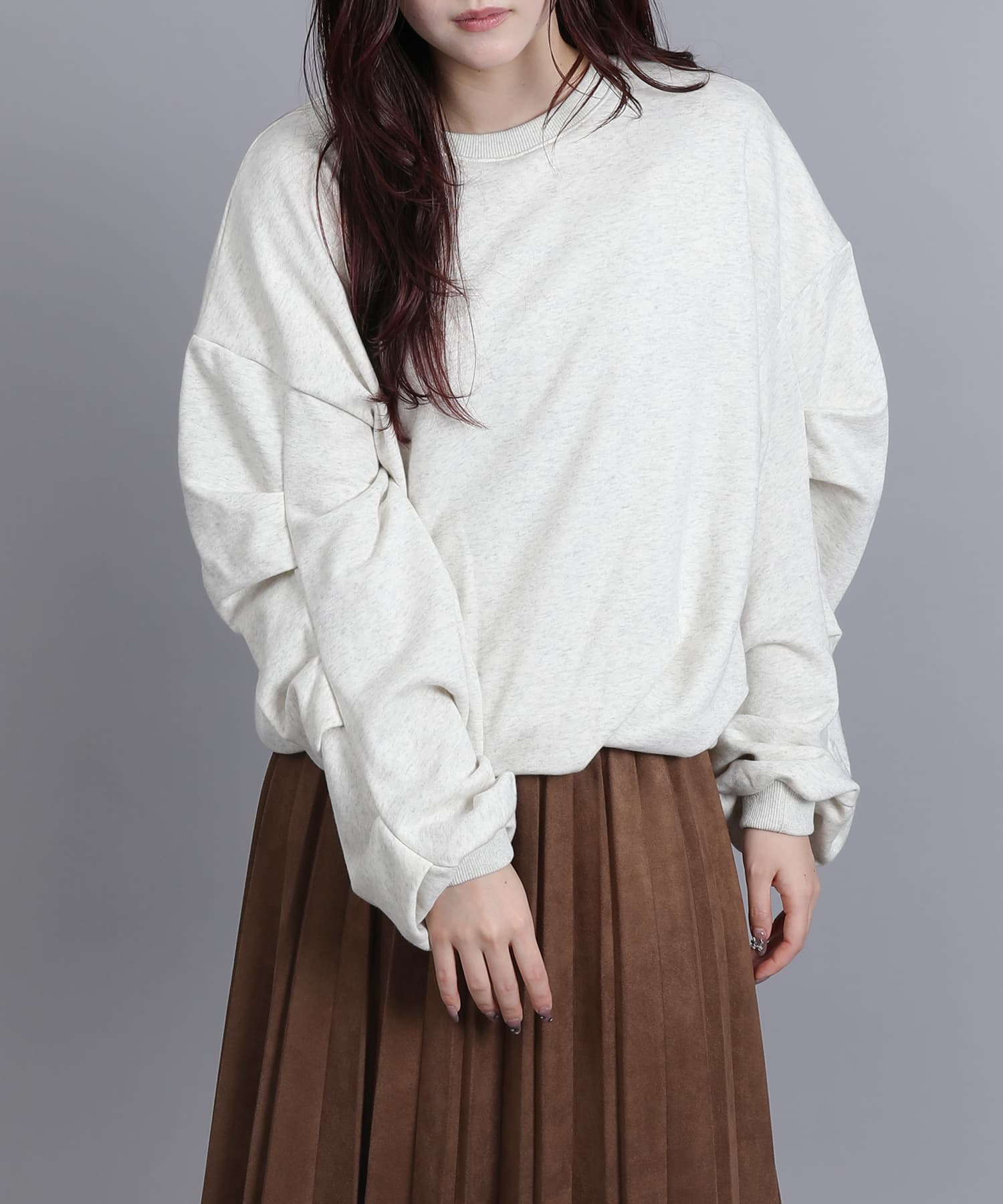 アイモハ aimoha aimoha/裏毛袖タックバルーンプルオーバー (アイボリー) アイボリー