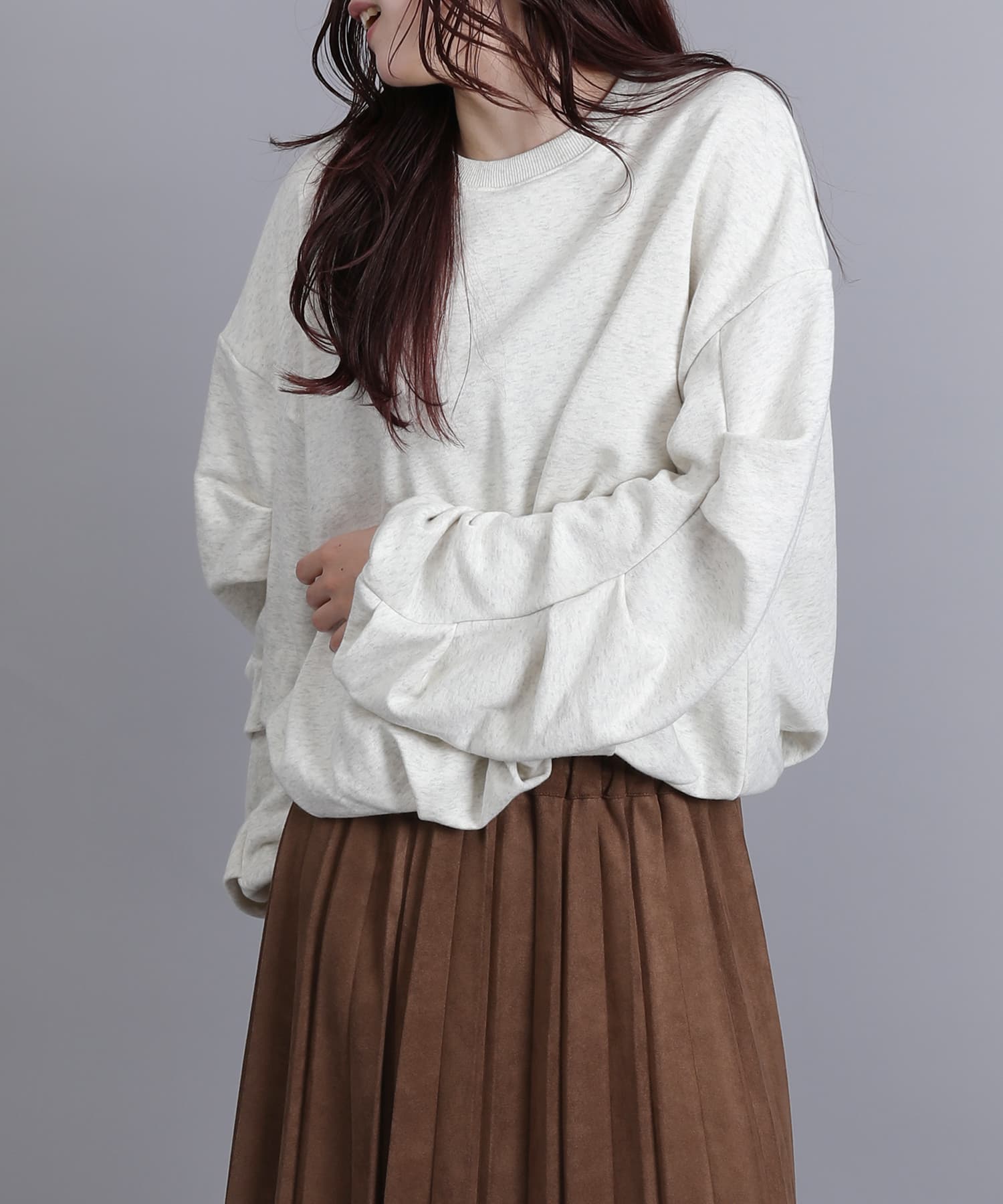 アイモハ aimoha aimoha/裏毛袖タックバルーンプルオーバー (アイボリー) アイボリー