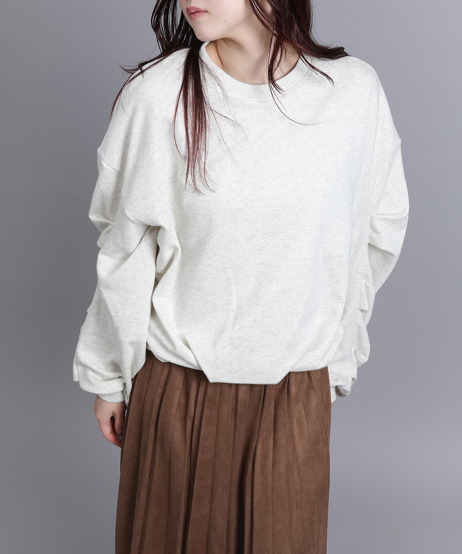 アイモハ aimoha aimoha/裏毛袖タックバルーンプルオーバー (アイボリー) アイボリー