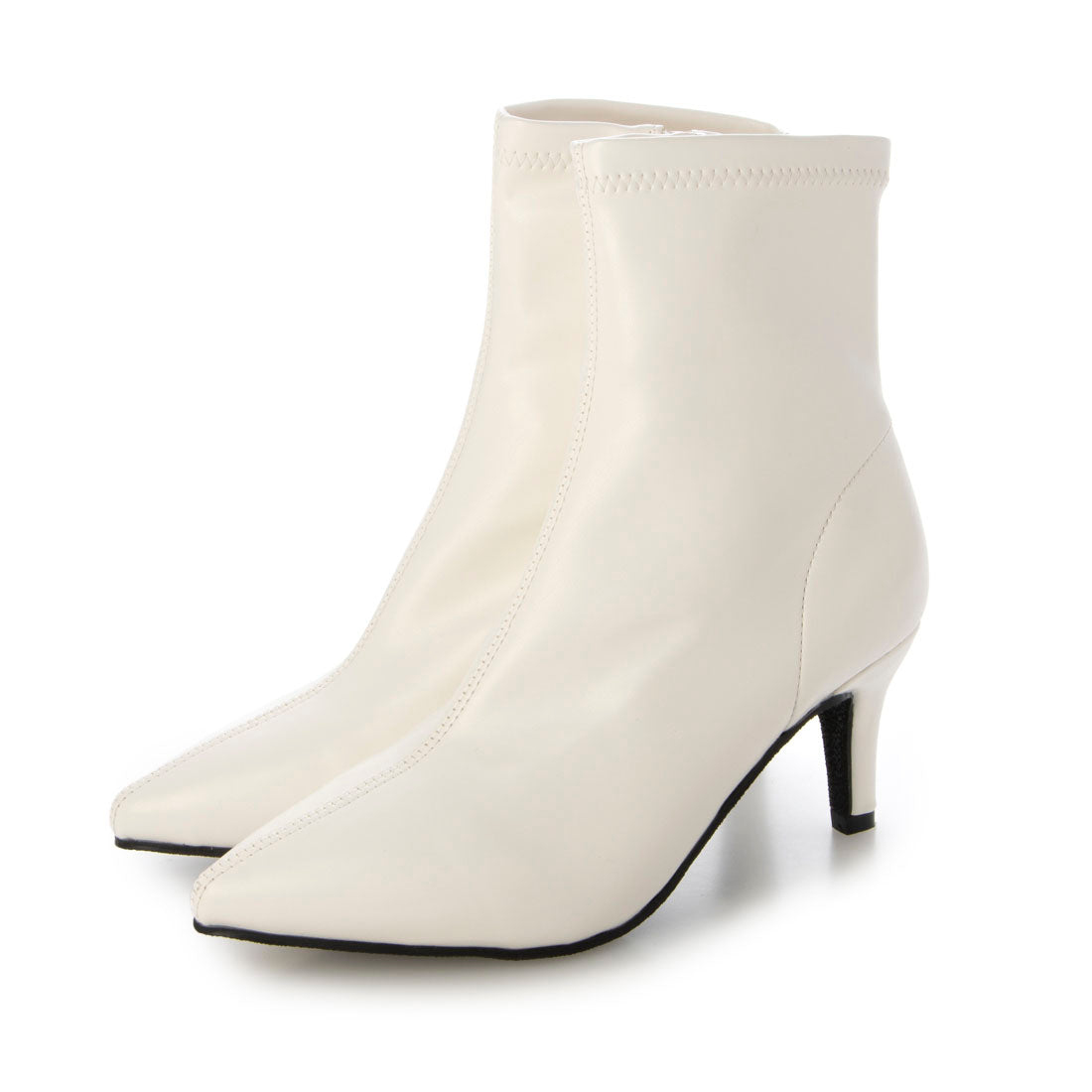 エーケーアール AKR ポインテッドトゥピンヒールショートブーツ,ホワイト