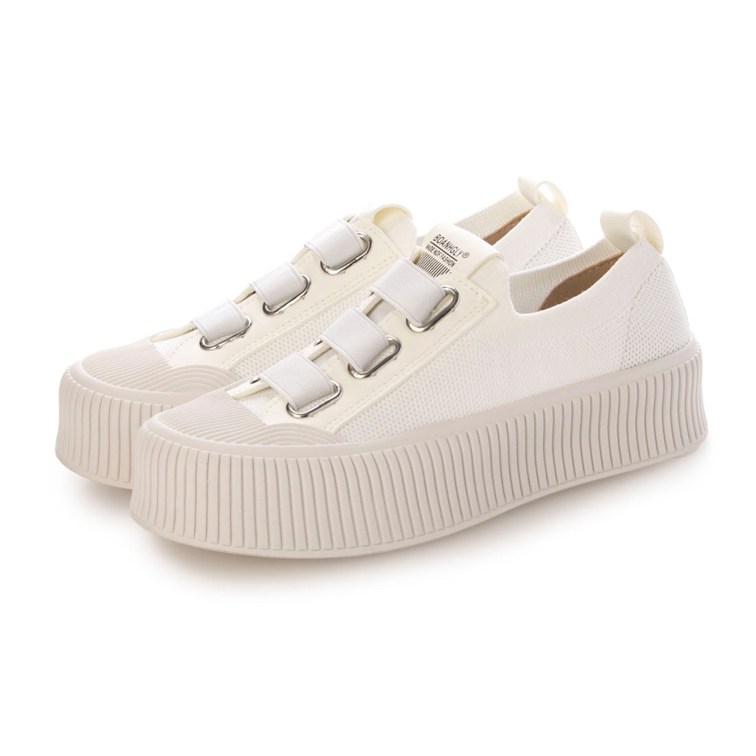 エーケーアール AKR 厚底スリッポンゴムベルトスニーカー,ホワイト
