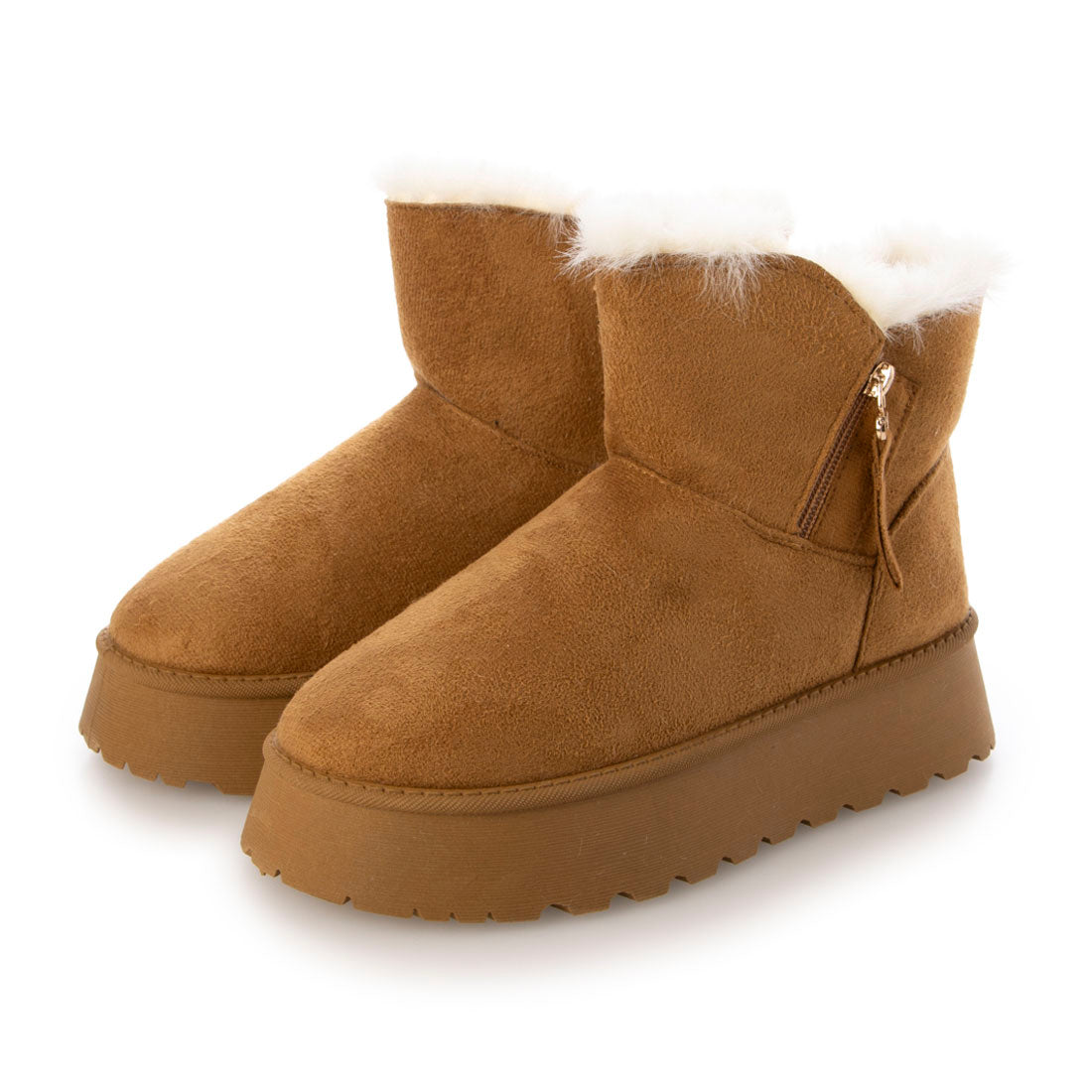 エーケーアール AKR 厚底サイドジッパームートンブーツ,キャメルスウェード