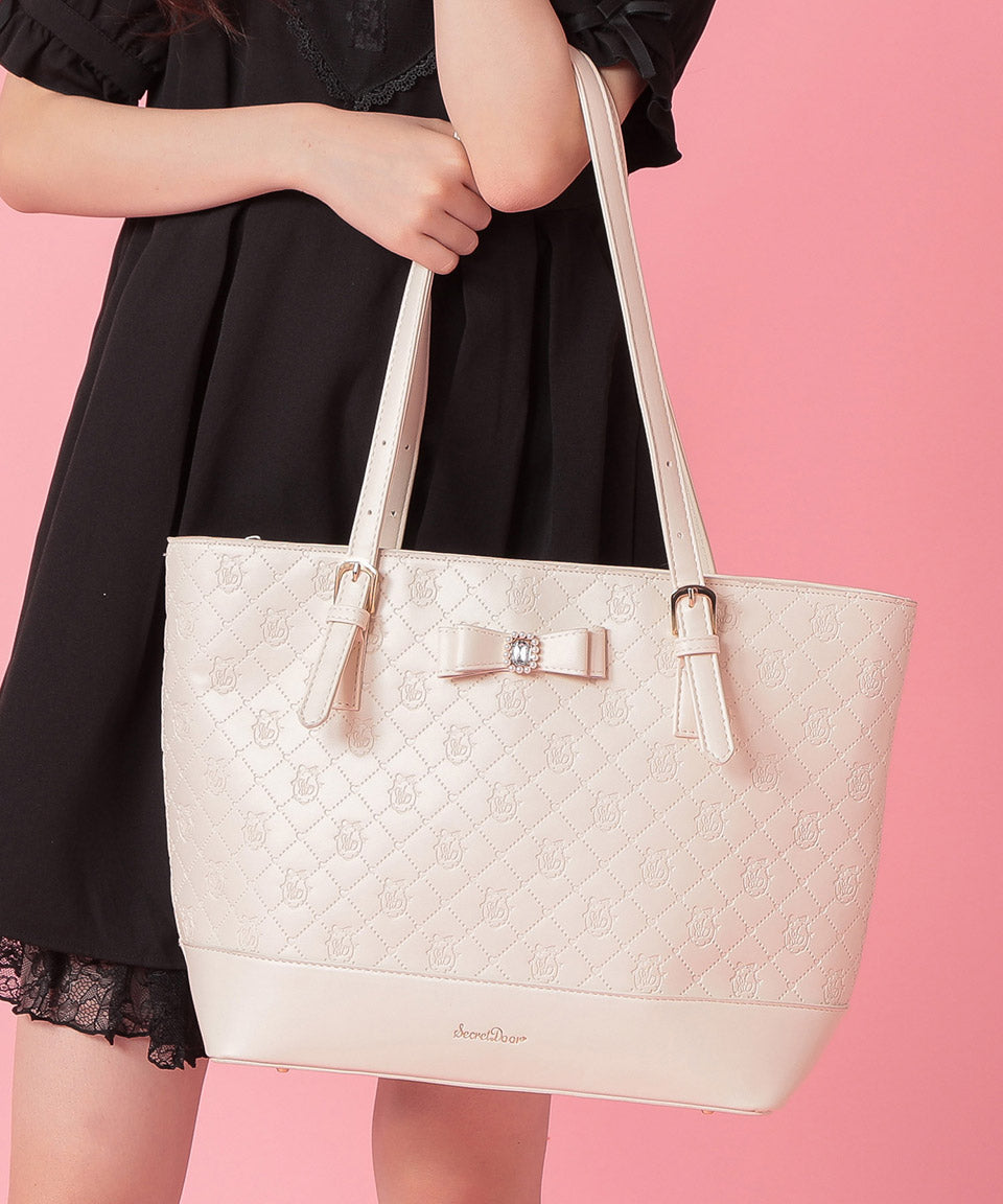 ALTROSE 托特包托特包大容量A4 A4手提包單肩包3層練習包壓紋寶石絲帶量產包郵