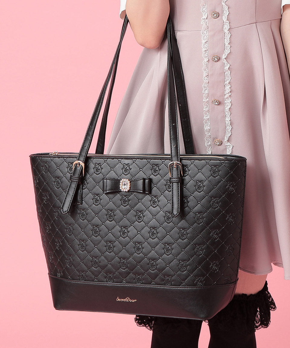 Altrose ALTROSE Tote Bag Large Size Big Capacity A4 Handheld Shoulder Carry 3 Layers Practice Bag Embossed Bijou Ribbon Mass Production Potage