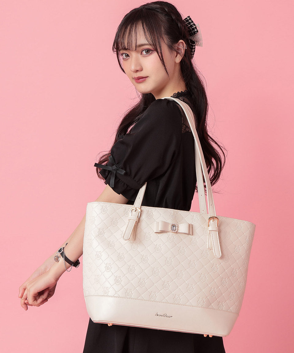 ALTROSE 托特包托特包大容量A4 A4手提包單肩包3層練習包壓紋寶石絲帶量產包郵