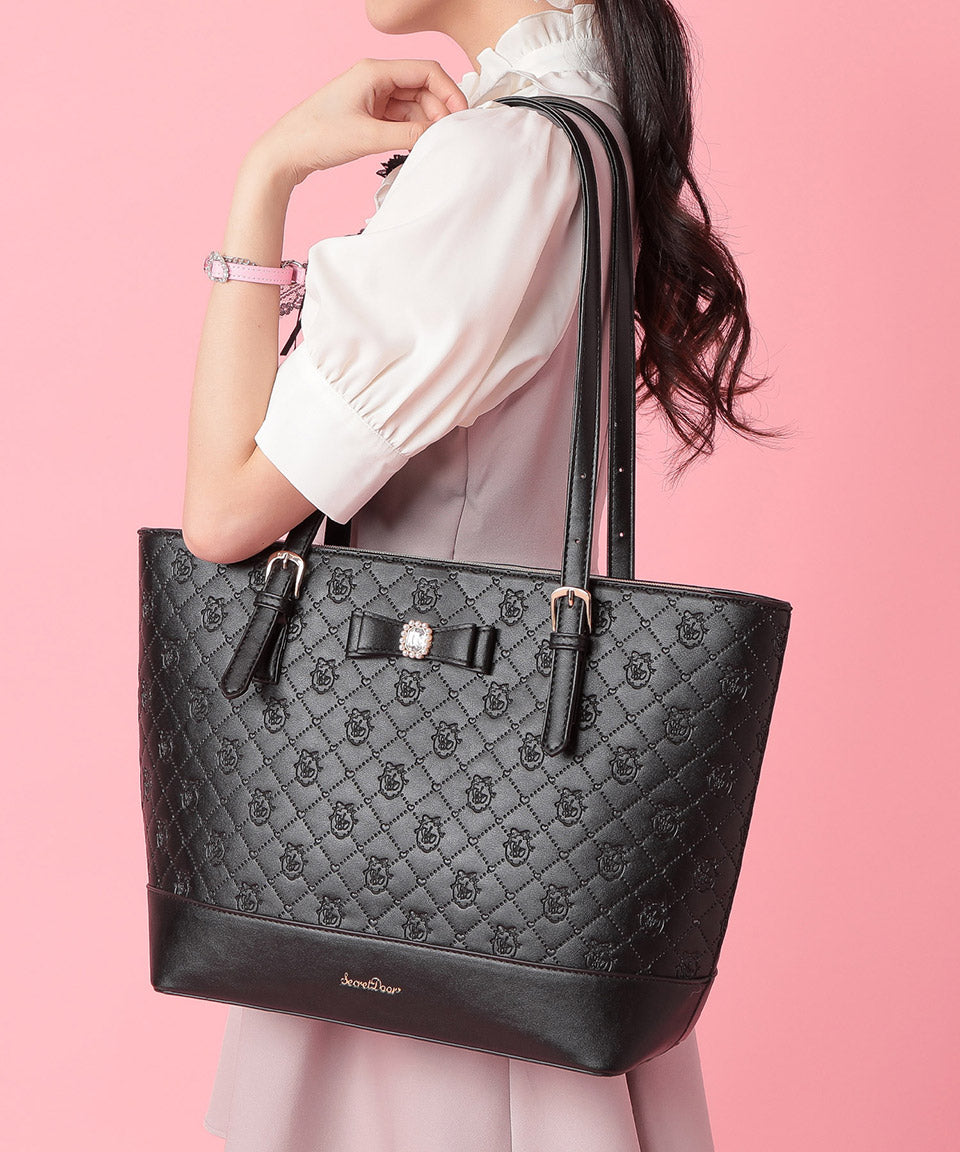 Altrose ALTROSE Tote Bag Large Size Big Capacity A4 Handheld Shoulder Carry 3 Layers Practice Bag Embossed Bijou Ribbon Mass Production Potage