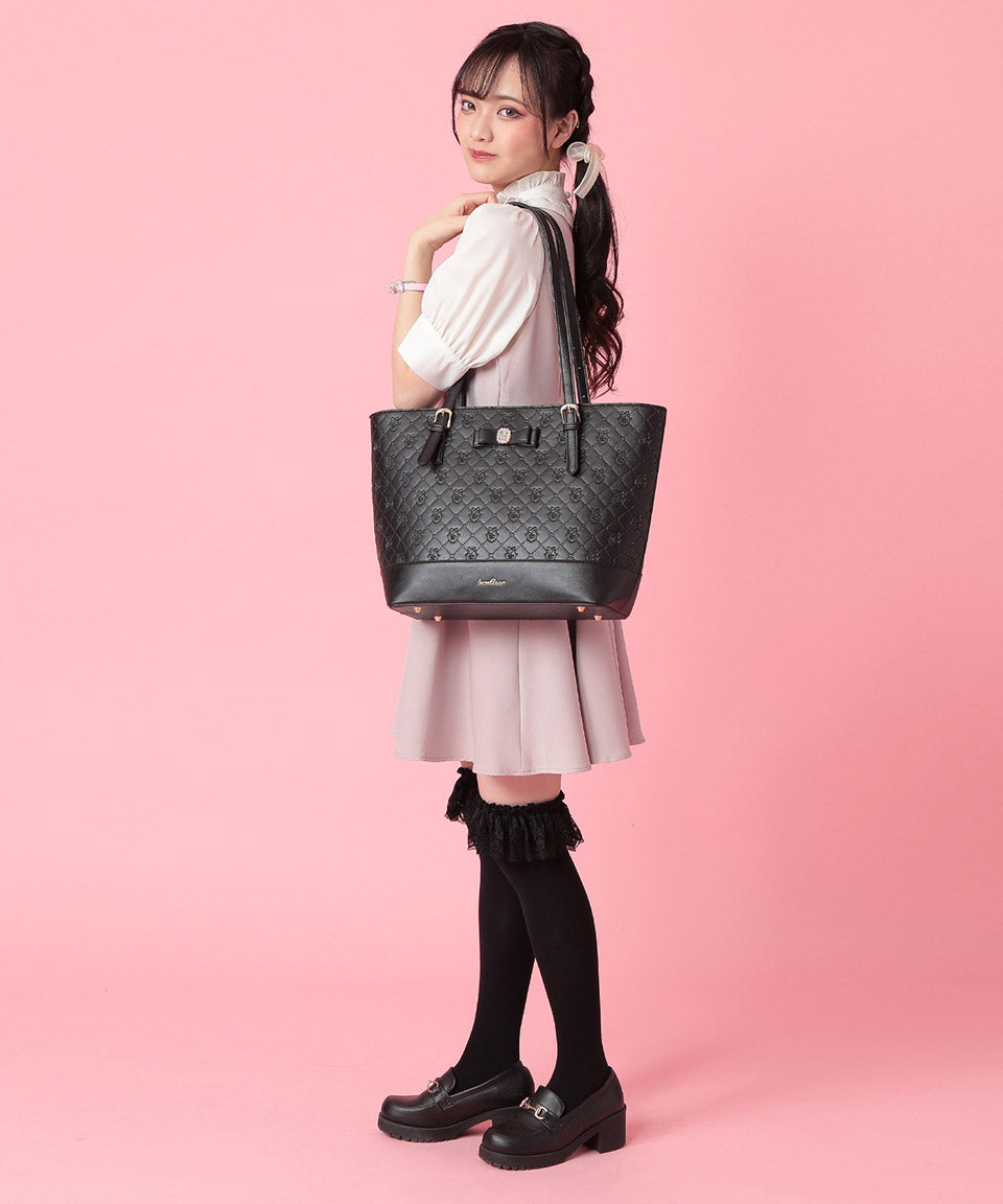 ALTROSE 托特包托特包大容量A4 A4手提包單肩包3層練習包壓紋寶石絲帶量產包郵