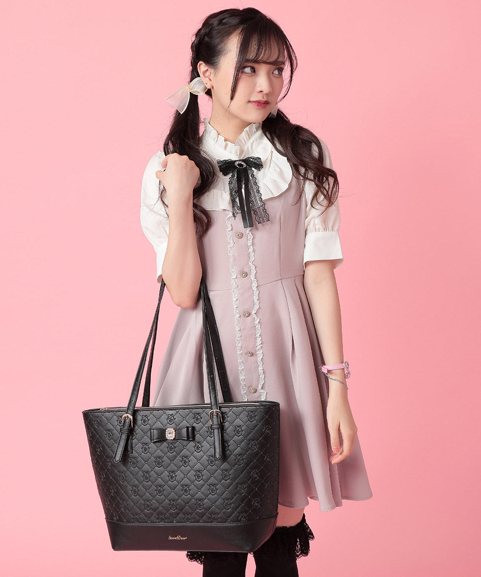 ALTROSE 托特包托特包大容量A4 A4手提包單肩包3層練習包壓紋寶石絲帶量產包郵