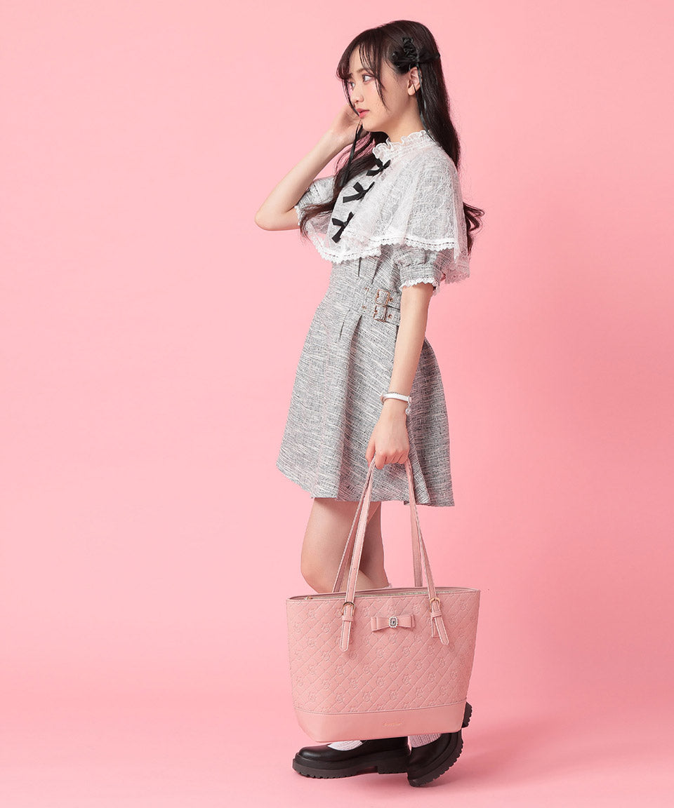 ALTROSE 托特包托特包大容量A4 A4手提包單肩包3層練習包壓紋寶石絲帶量產包郵