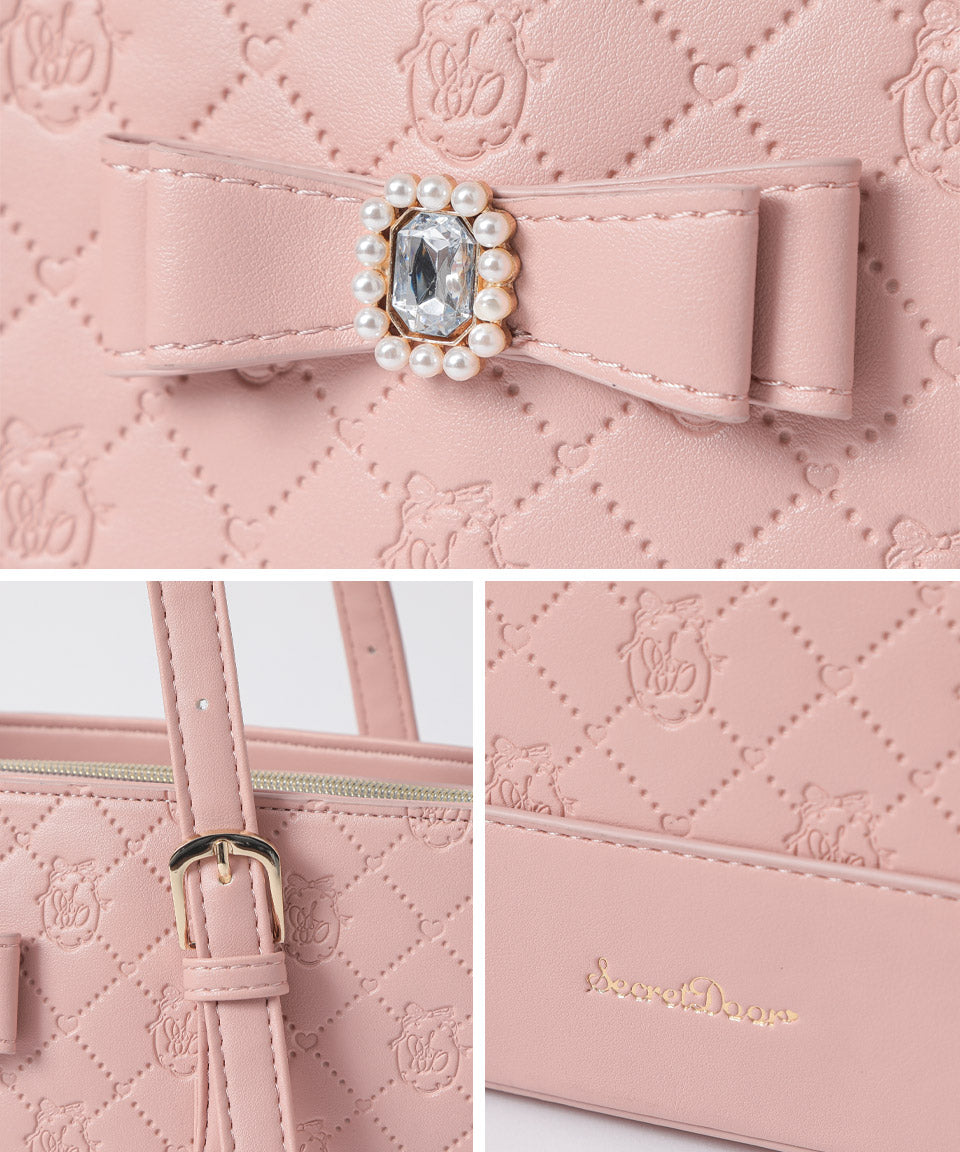 ALTROSE 托特包托特包大容量A4 A4手提包單肩包3層練習包壓紋寶石絲帶量產包郵