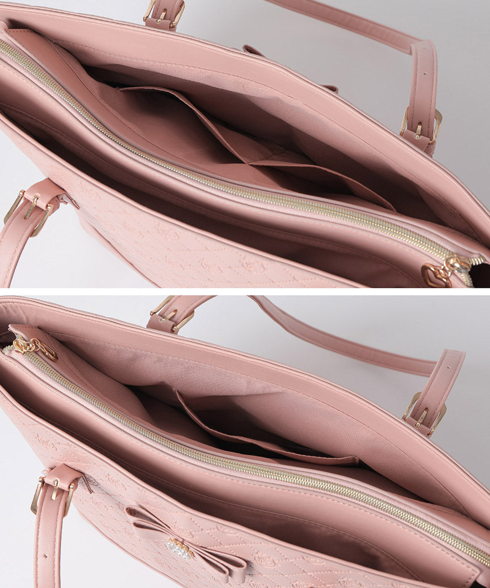 Altrose ALTROSE Tote Bag Large Size Big Capacity A4 Handheld Shoulder Carry 3 Layers Practice Bag Embossed Bijou Ribbon Mass Production Potage