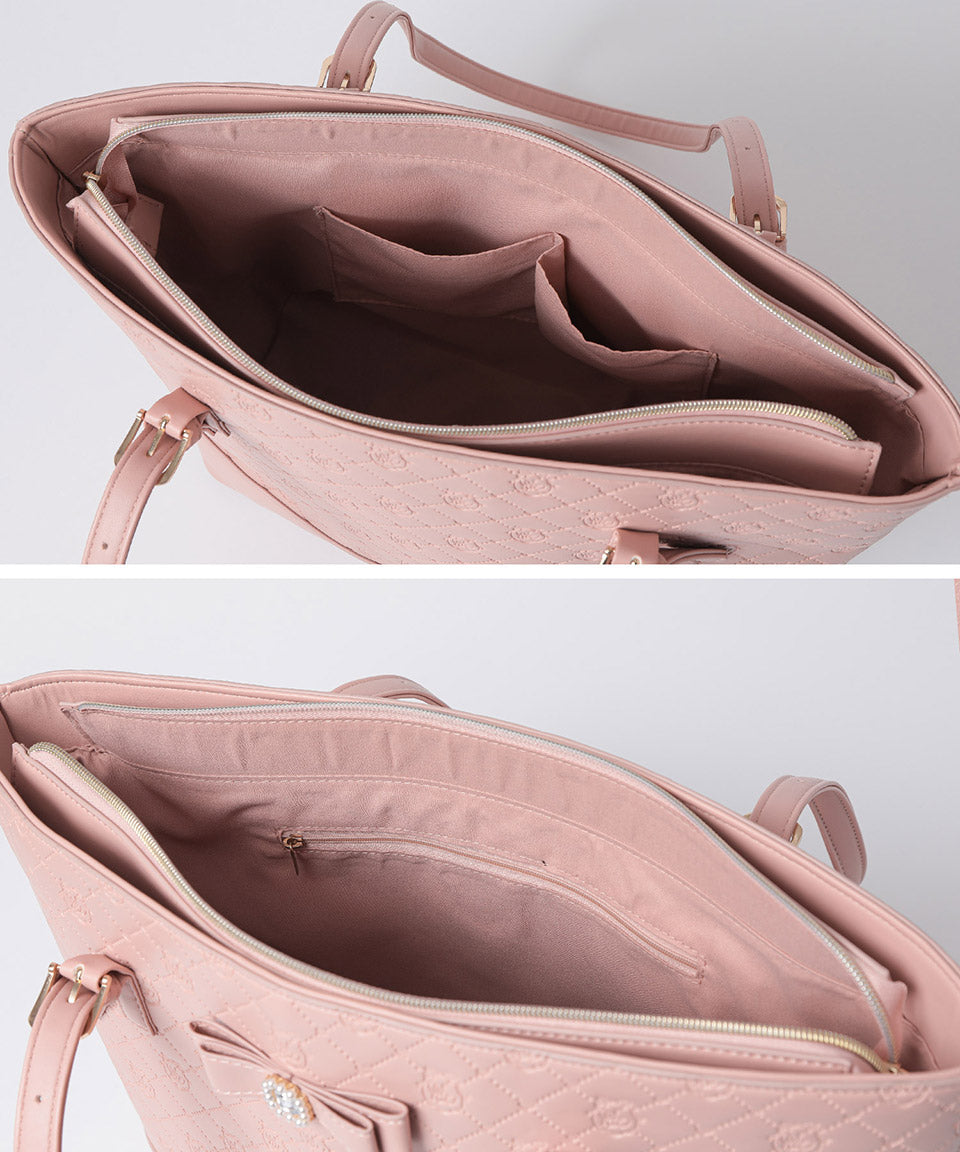 Altrose ALTROSE Tote Bag Large Size Big Capacity A4 Handheld Shoulder Carry 3 Layers Practice Bag Embossed Bijou Ribbon Mass Production Potage