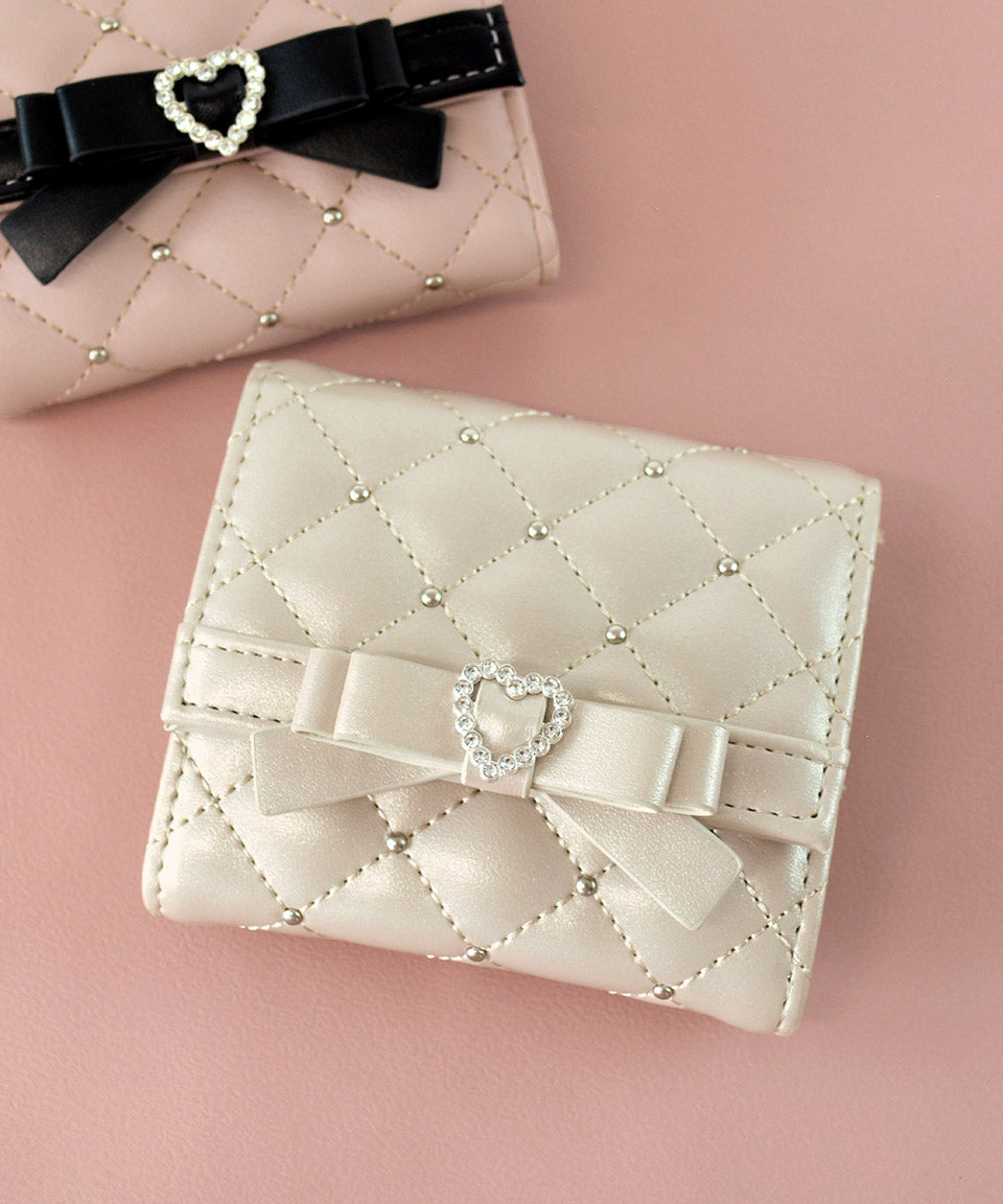 アルトローズ ALTROSE ボックスコイン 3ツ折財布 ミニ財布 キルティング リボン スタッズ プルーン