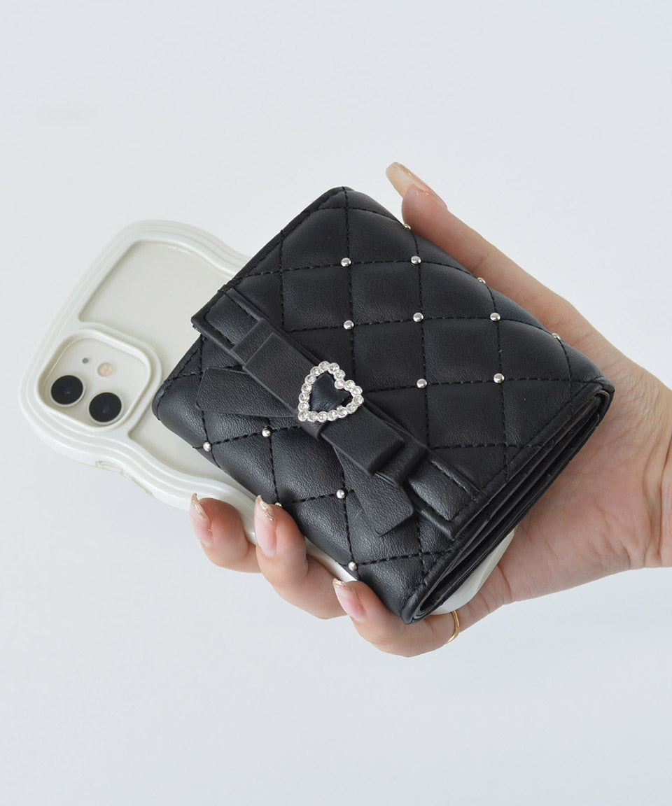 アルトローズ ALTROSE ボックスコイン 3ツ折財布 ミニ財布 キルティング リボン スタッズ プルーン