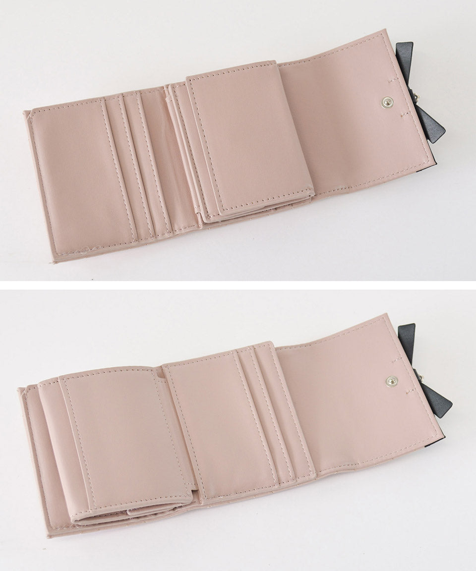 アルトローズ ALTROSE ボックスコイン 3ツ折財布 ミニ財布 キルティング リボン スタッズ プルーン