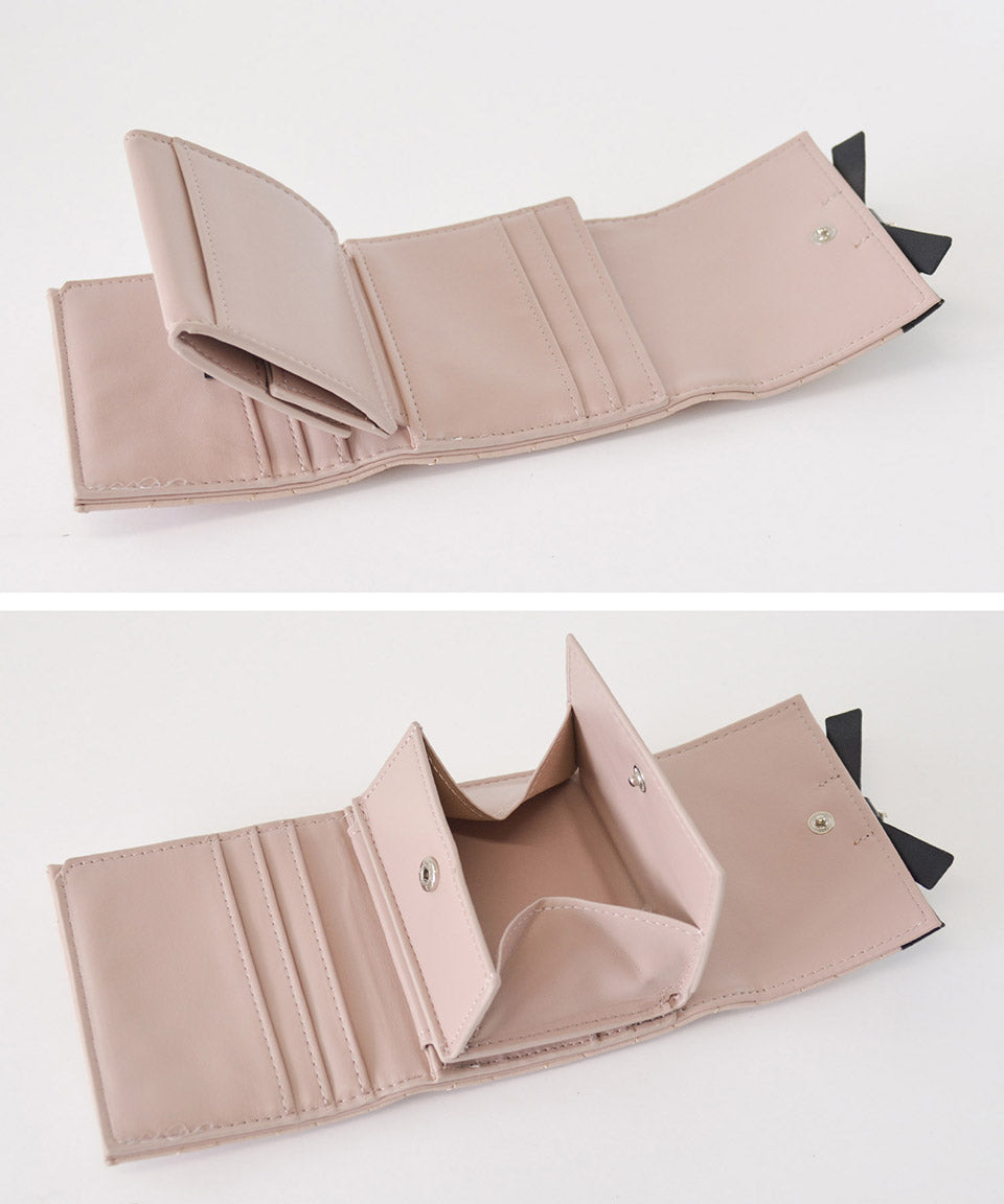 アルトローズ ALTROSE ボックスコイン 3ツ折財布 ミニ財布 キルティング リボン スタッズ プルーン