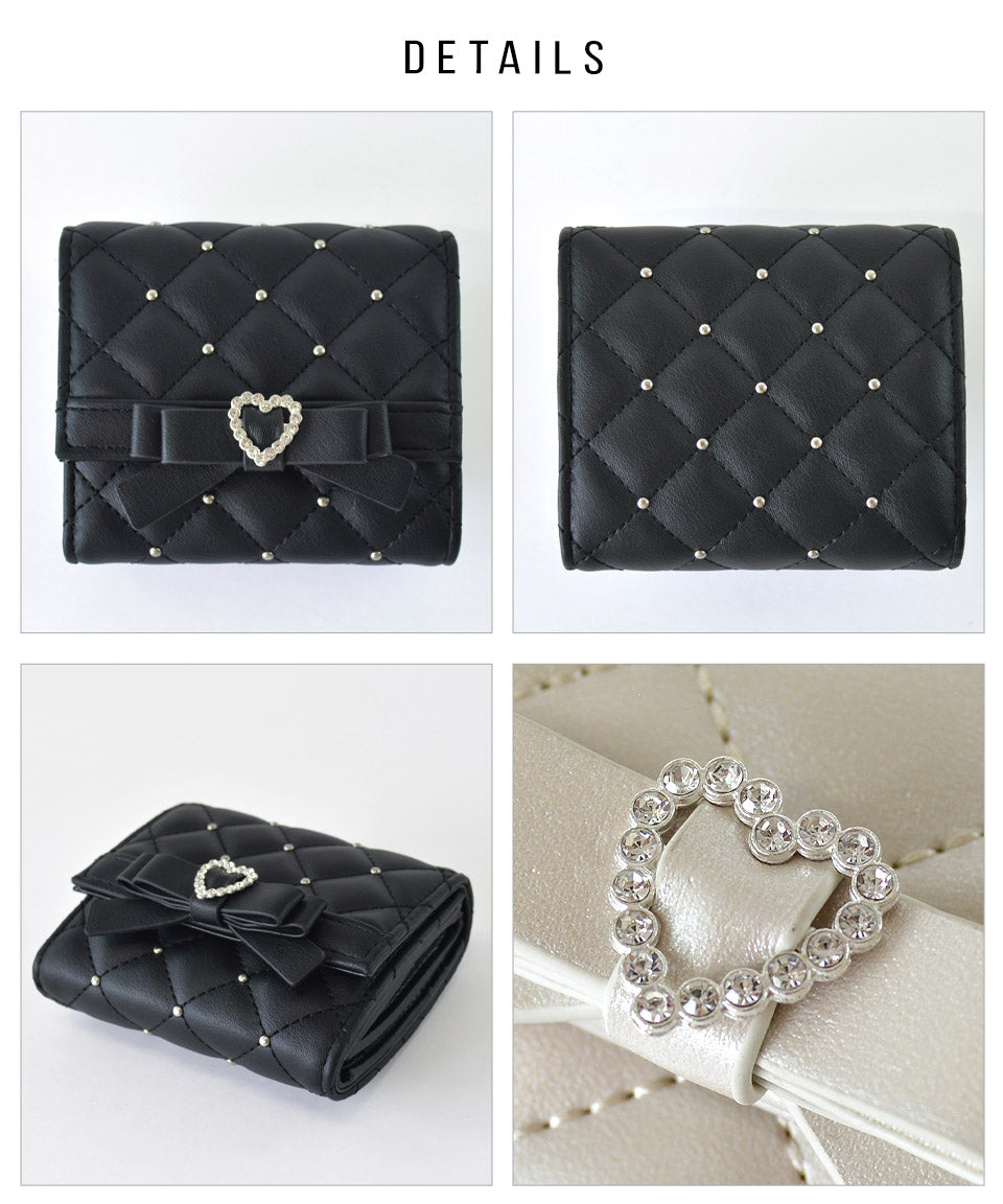 アルトローズ ALTROSE ボックスコイン 3ツ折財布 ミニ財布 キルティング リボン スタッズ プルーン