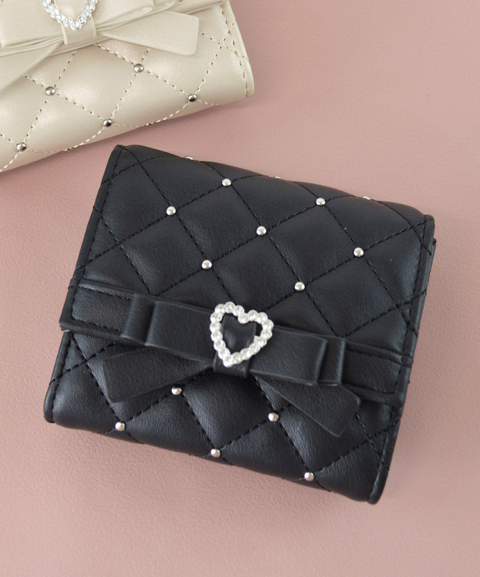 アルトローズ ALTROSE ボックスコイン 3ツ折財布 ミニ財布 キルティング リボン スタッズ プルーン