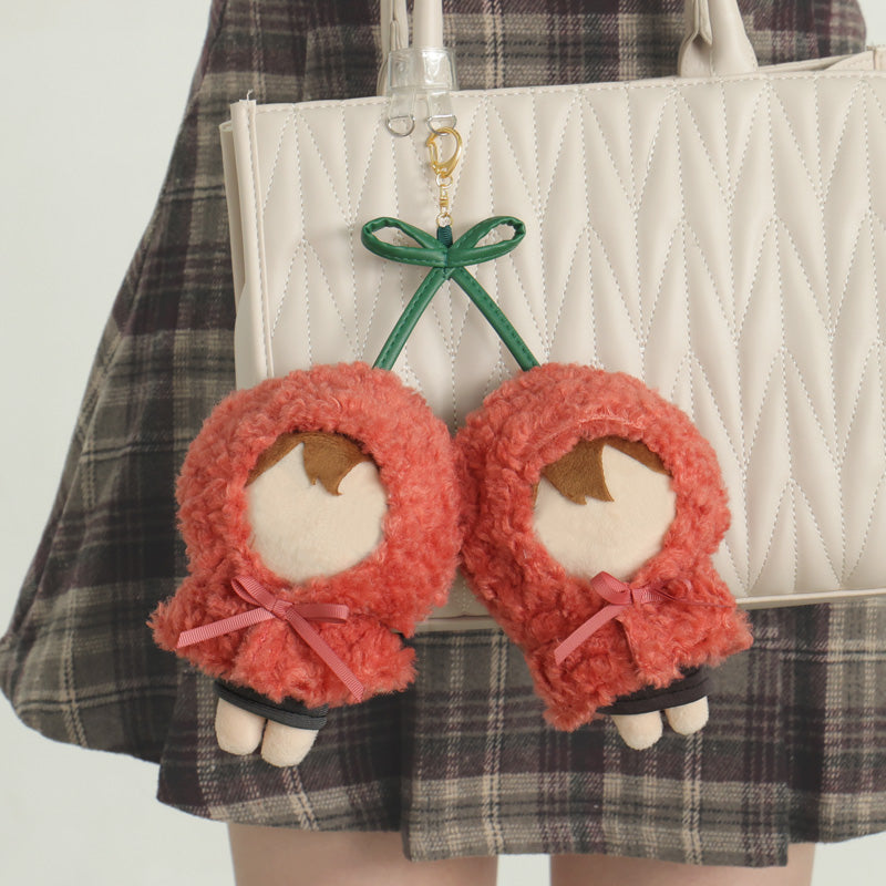 アルトローズ ALTROSE 推し活 ぬいぐるみ ぬい活 ぬい撮り kpopdoll ドール ぬい服 着せ替え 10cmぬい ポンチョ さくらんぼ チェリー キーホルダー (レッド) レッド