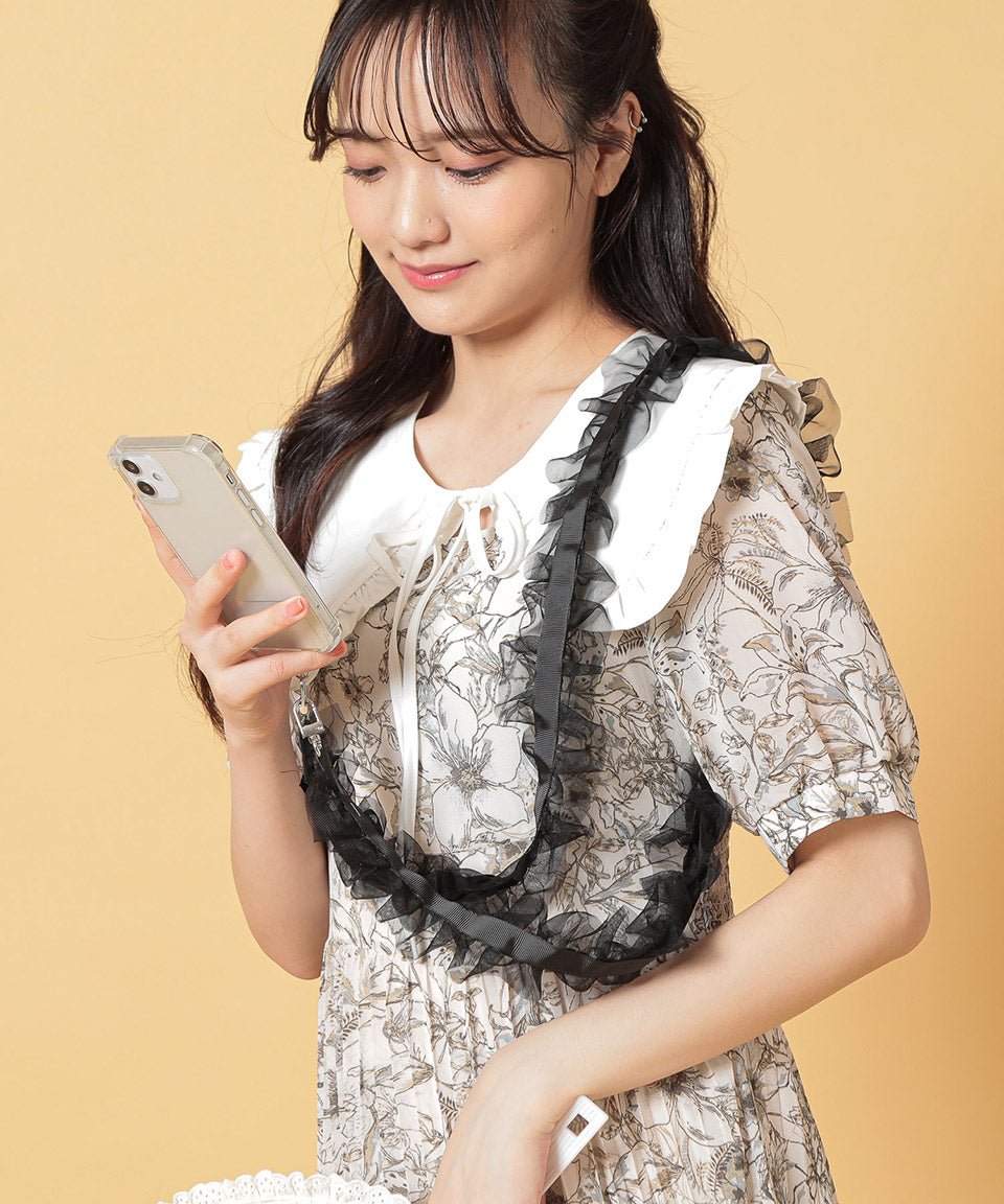 アルトローズ ALTROSE スマホ ショルダー スマホショルダー ストラップ スマホストラップ 肩掛け 全機種 全機種対応 チュール フリル 推し活 メンカラ